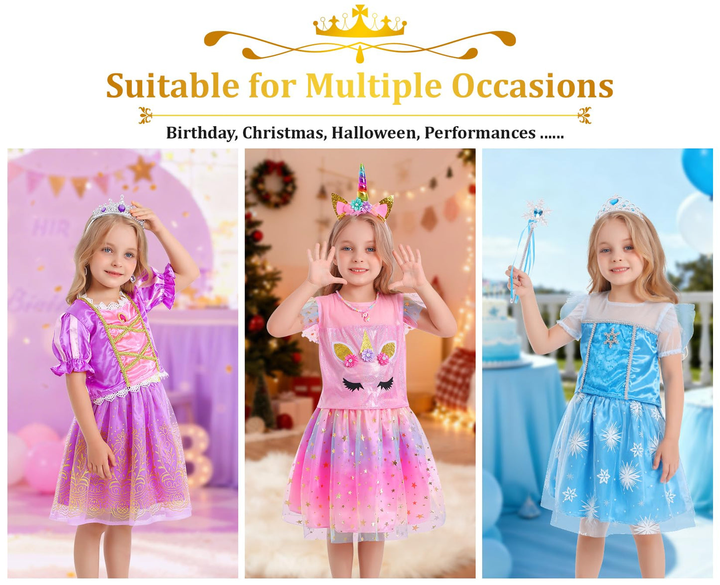 LIMIROLER Princess Dress Up Set – 18 Pcs Rainbow Costume Gift for Girls 3–6