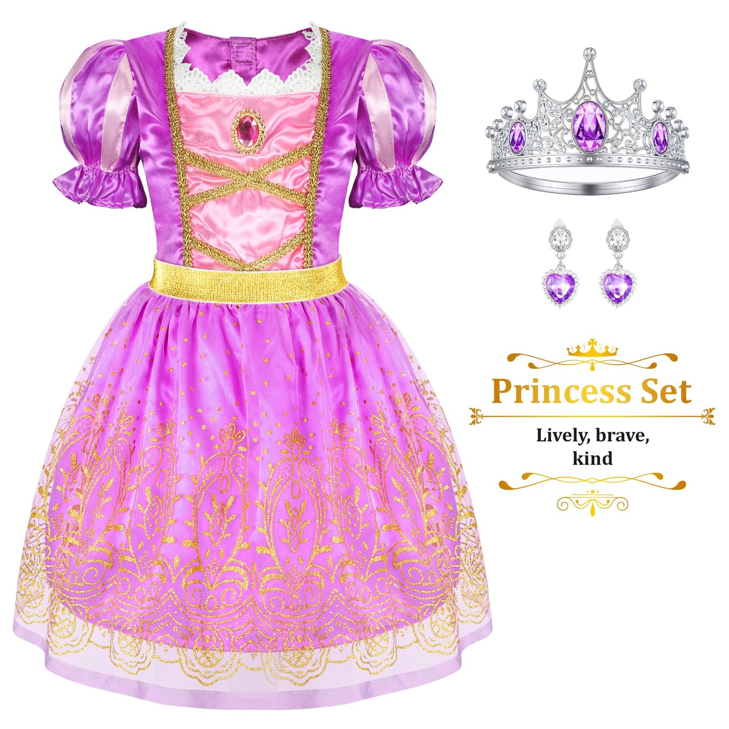 LIMIROLER Princess Dress Up Set – 18 Pcs Rainbow Costume Gift for Girls 3–6