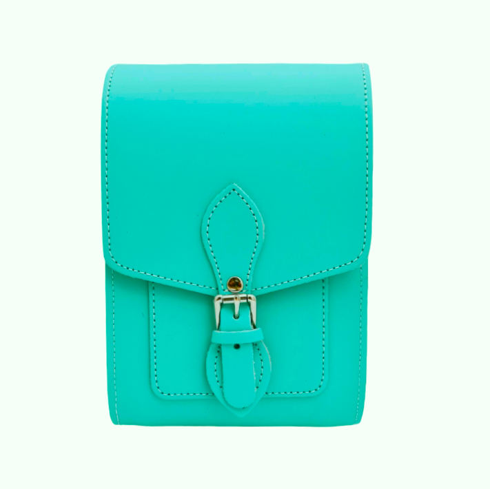 Handmade Leather Festival Phone Bag - Limpet - Shell Blue
