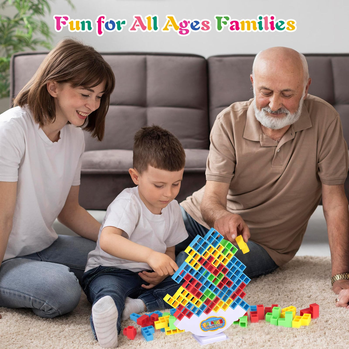 LIMYIOM 64Pcs Tetra Tower Game – Family Balance Stacking Toy for All Ages