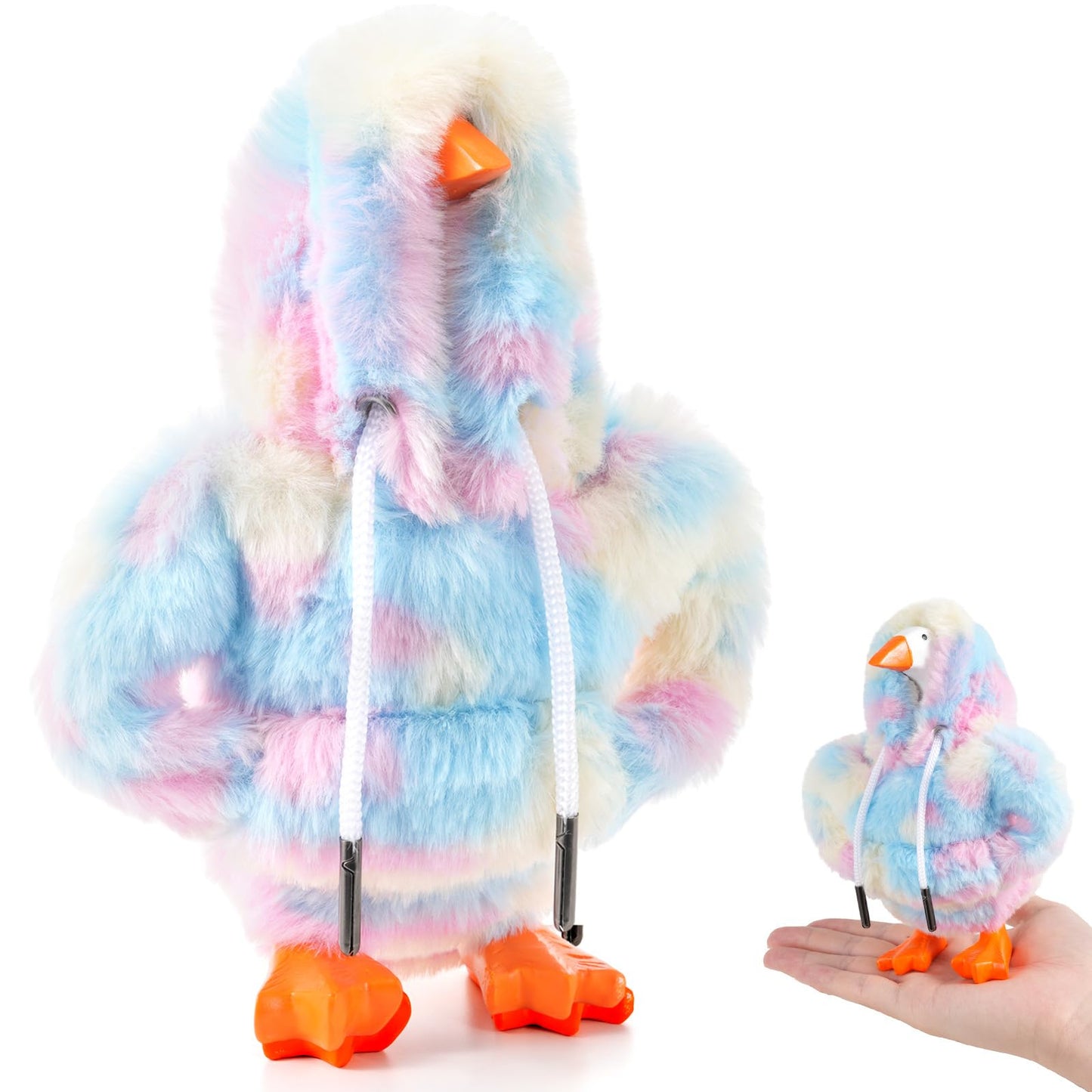 Linastu 7-Inch Desk Goose Outfit — Colorful Plush Hoodie for Mini Desktop Goose
