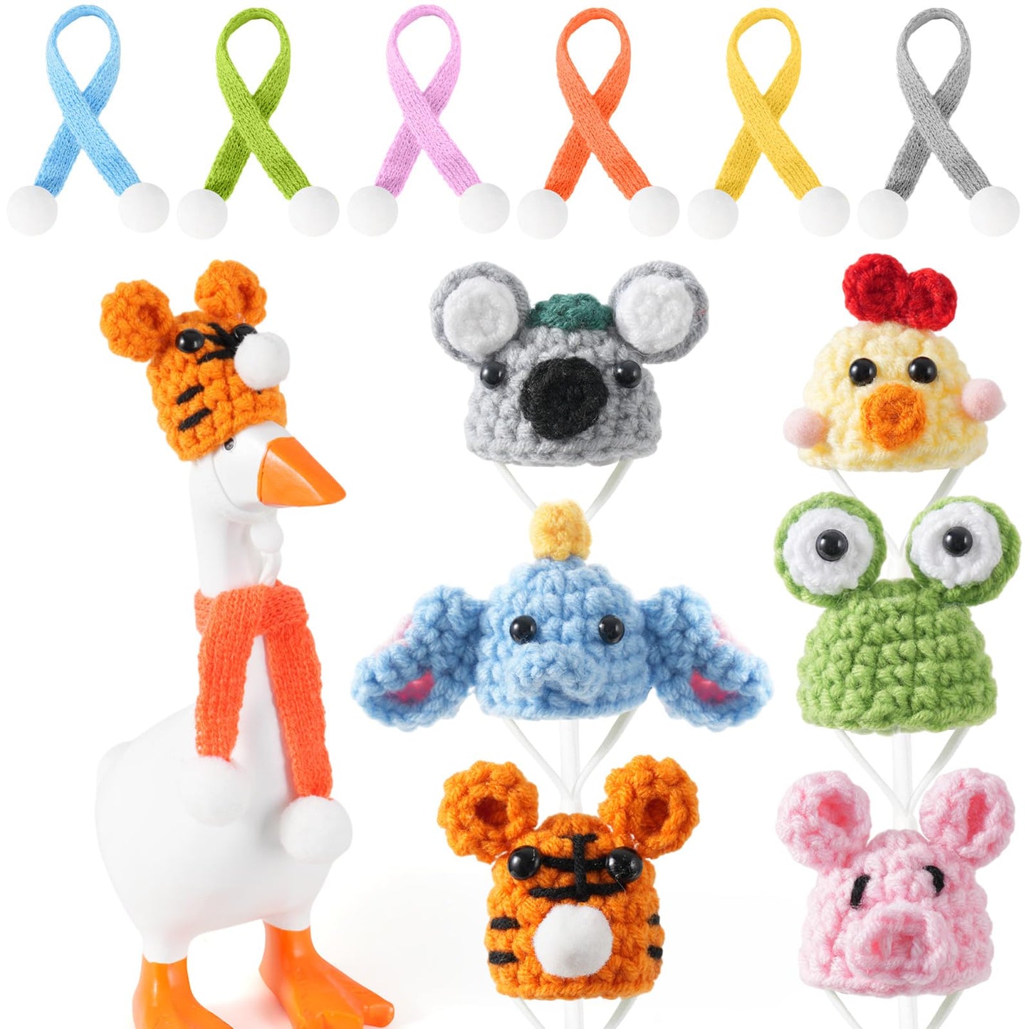 linastu 6-piece set 7inch desk goose outfits – cozy animal hats & scarves for magnetic desk goose