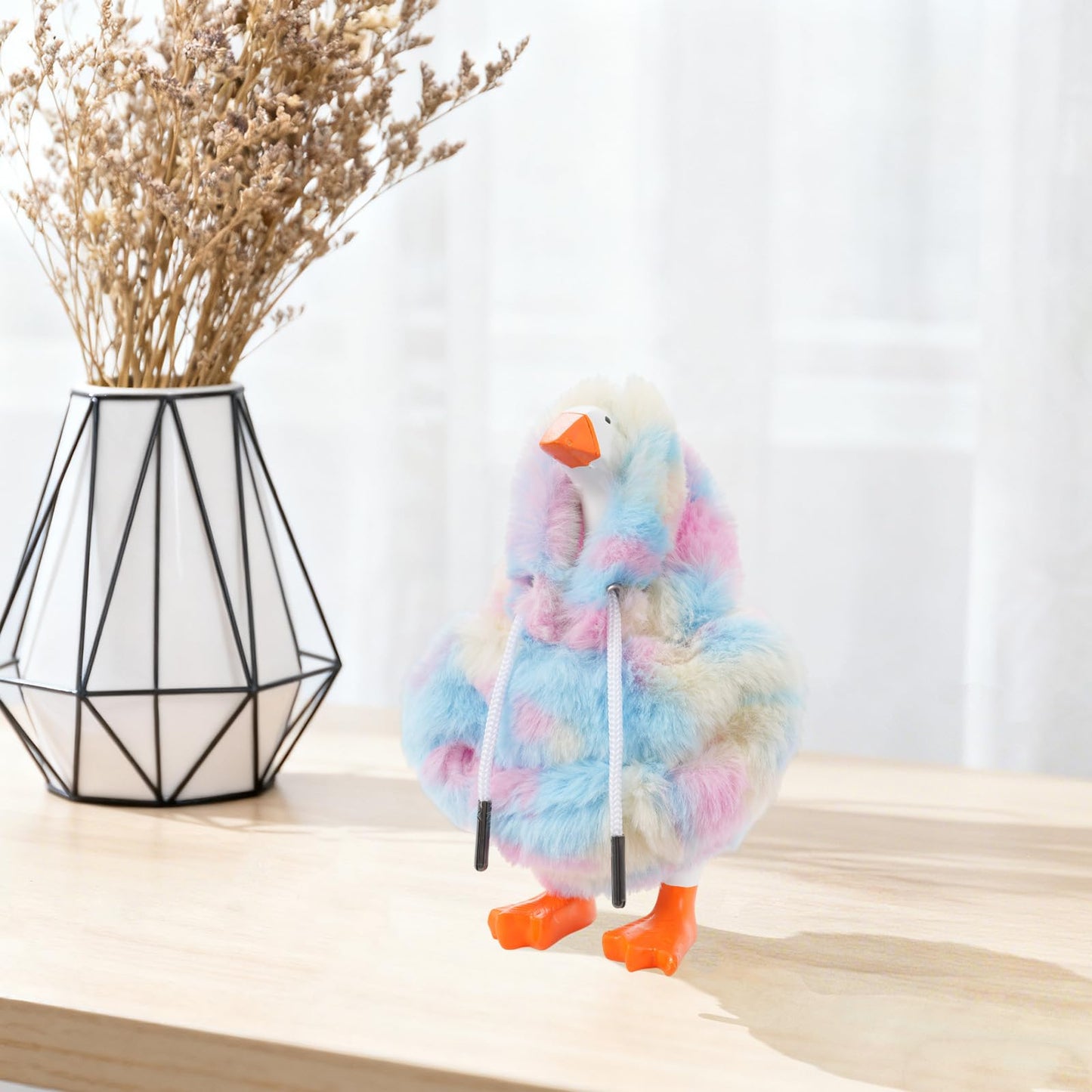 Linastu 7-Inch Desk Goose Outfit — Colorful Plush Hoodie for Mini Desktop Goose