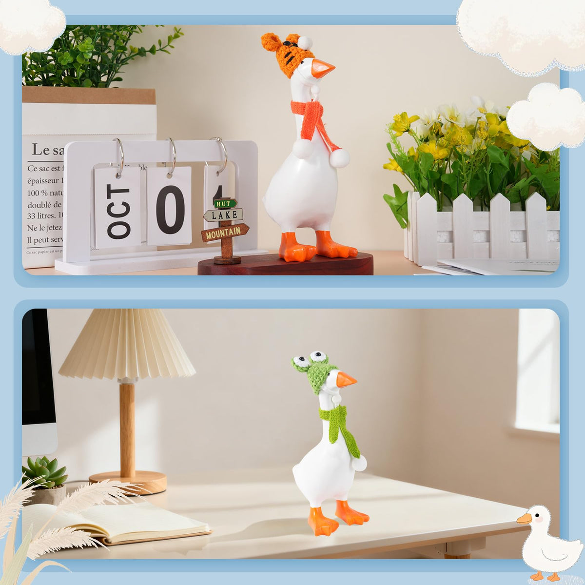 linastu 6-piece set 7inch desk goose outfits – cozy animal hats & scarves for magnetic desk goose