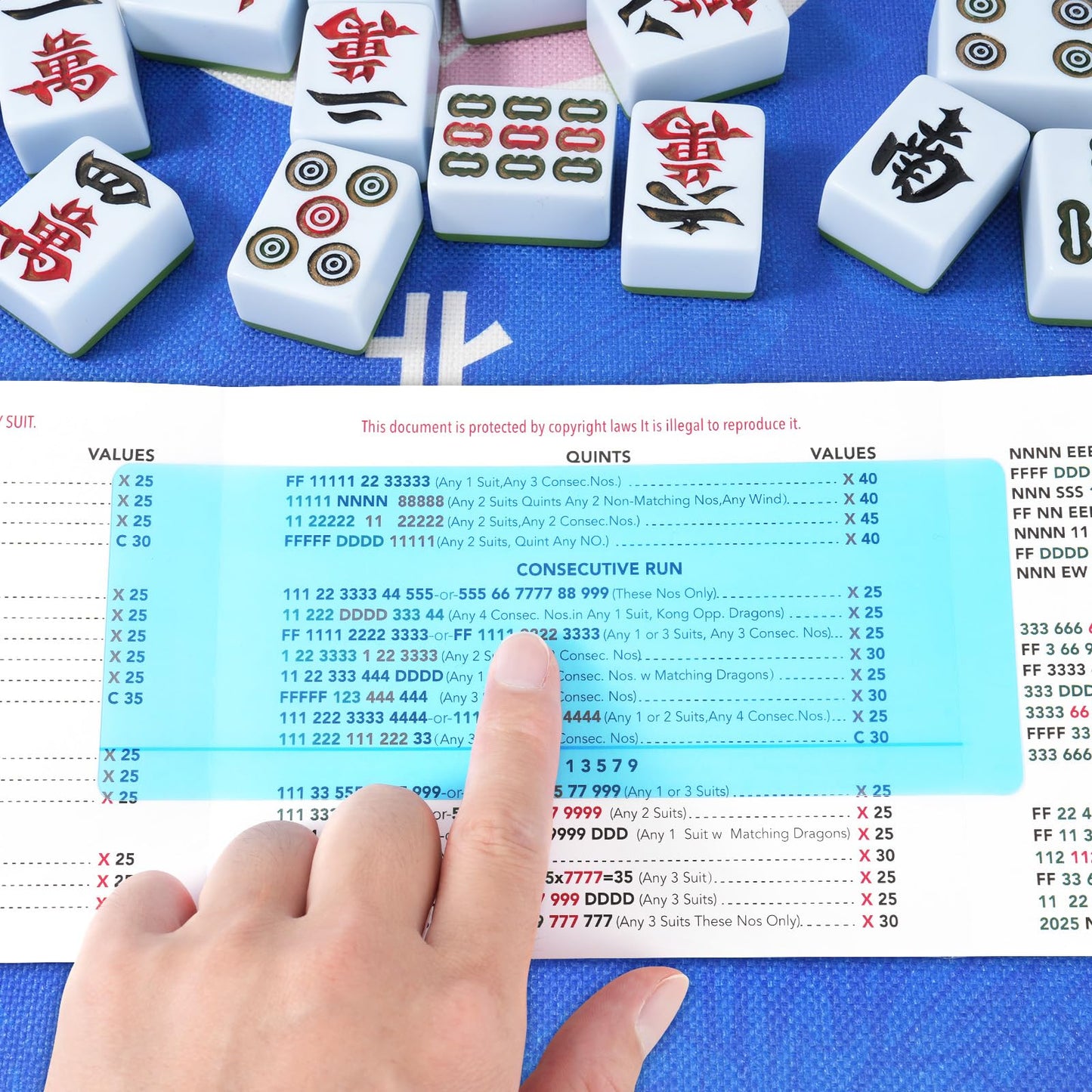 Linastu 4Pack Mahjong Line Finder – Line Reader Guide for Mah Jongg (Blue/Yellow/Green/Pink)