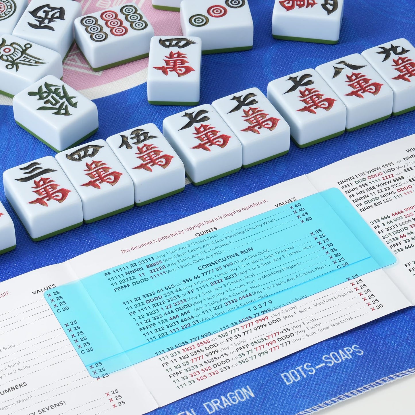 Linastu 4Pack Mahjong Line Finder – Line Reader Guide for Mah Jongg (Blue/Yellow/Green/Pink)