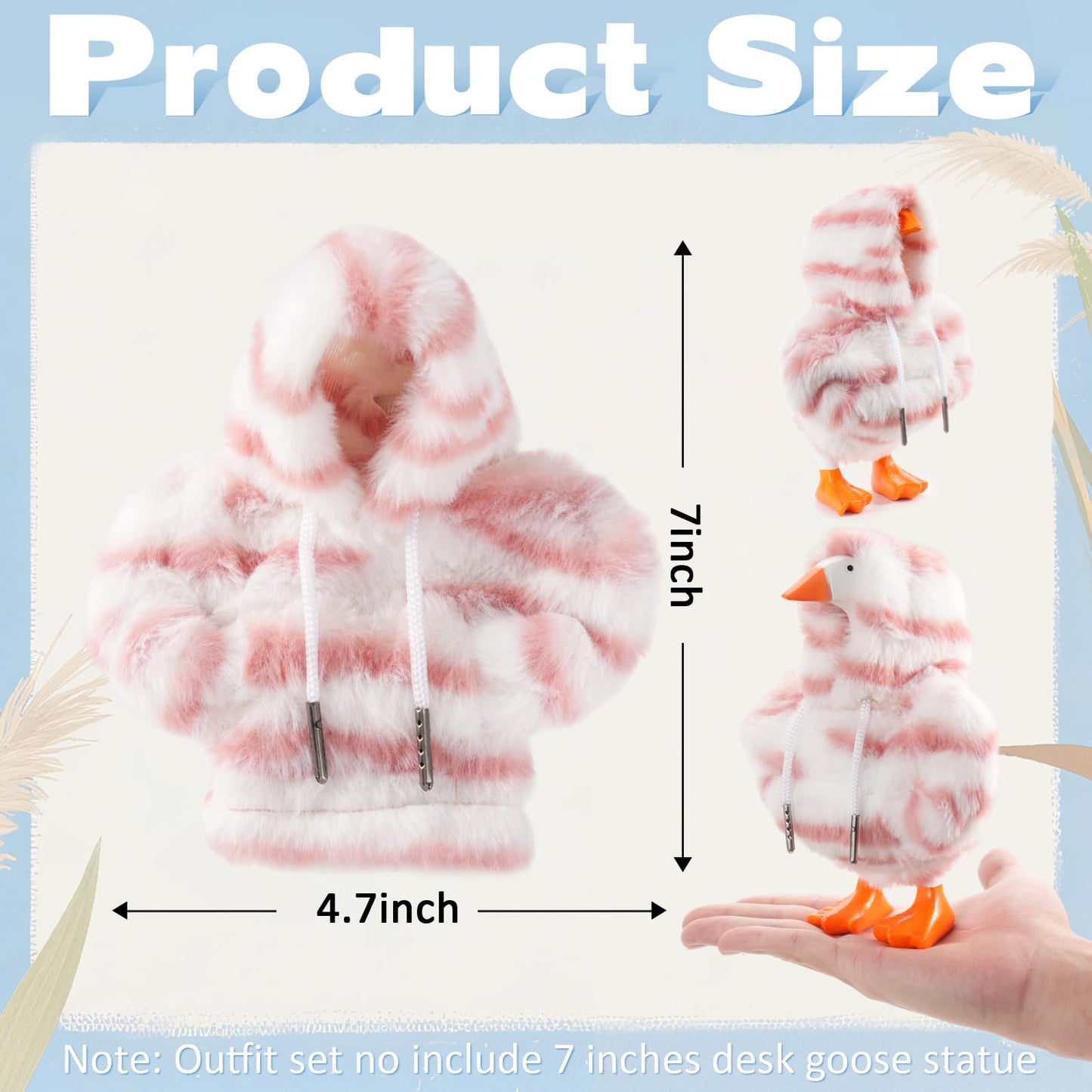 linastu 7-Inch Desk Goose Outfit: Pink Tiger Stripe Hoodie for Mini Desk Goose – Plush Accessory