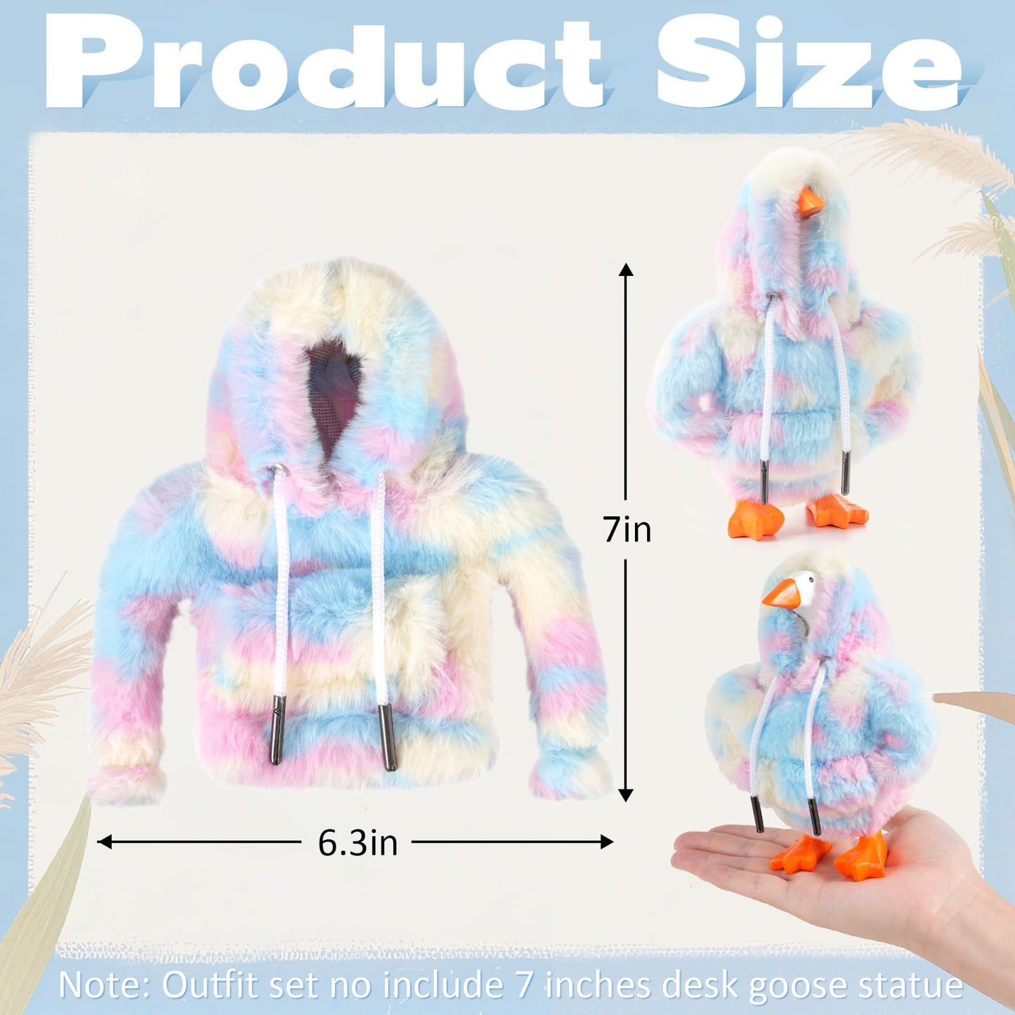 Linastu 7-Inch Desk Goose Outfit — Colorful Plush Hoodie for Mini Desktop Goose