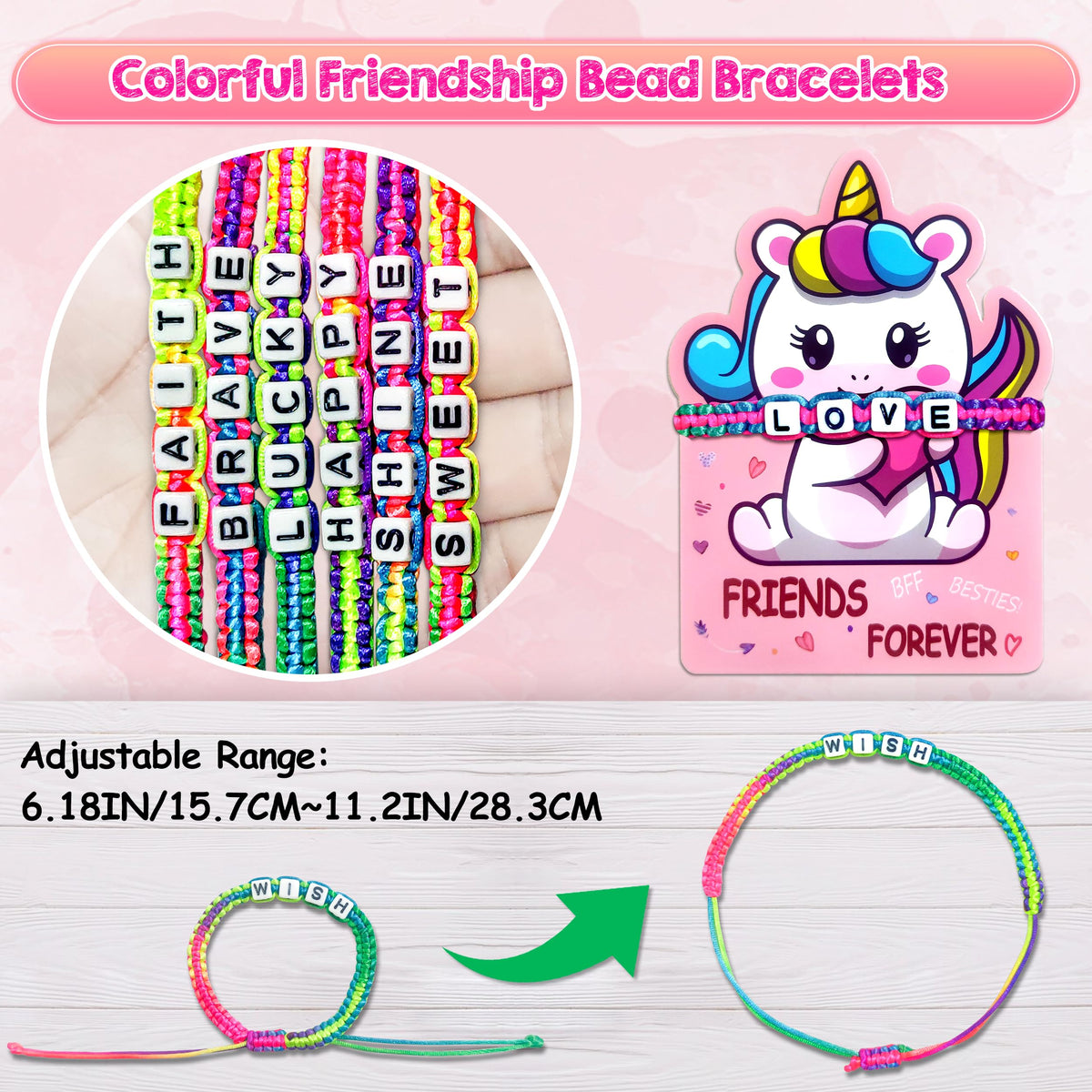 LINAYE 24-Pack Valentines Gift Cards + Friendship Bead Bracelets for Kids