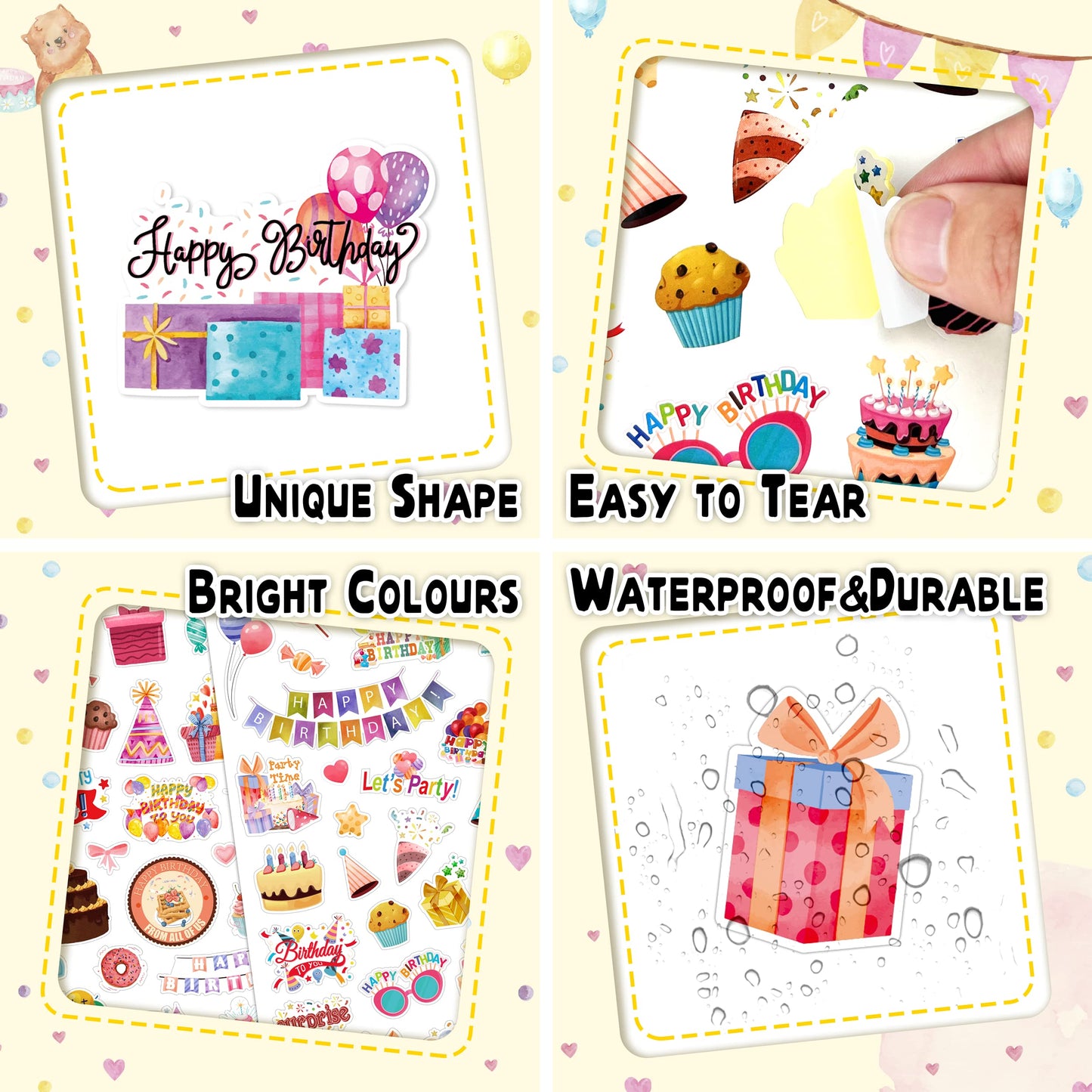 LINAYE 730+ Birthday Sticker Set – 24 Sheets, 62 Designs for Party Decor & Gifts
