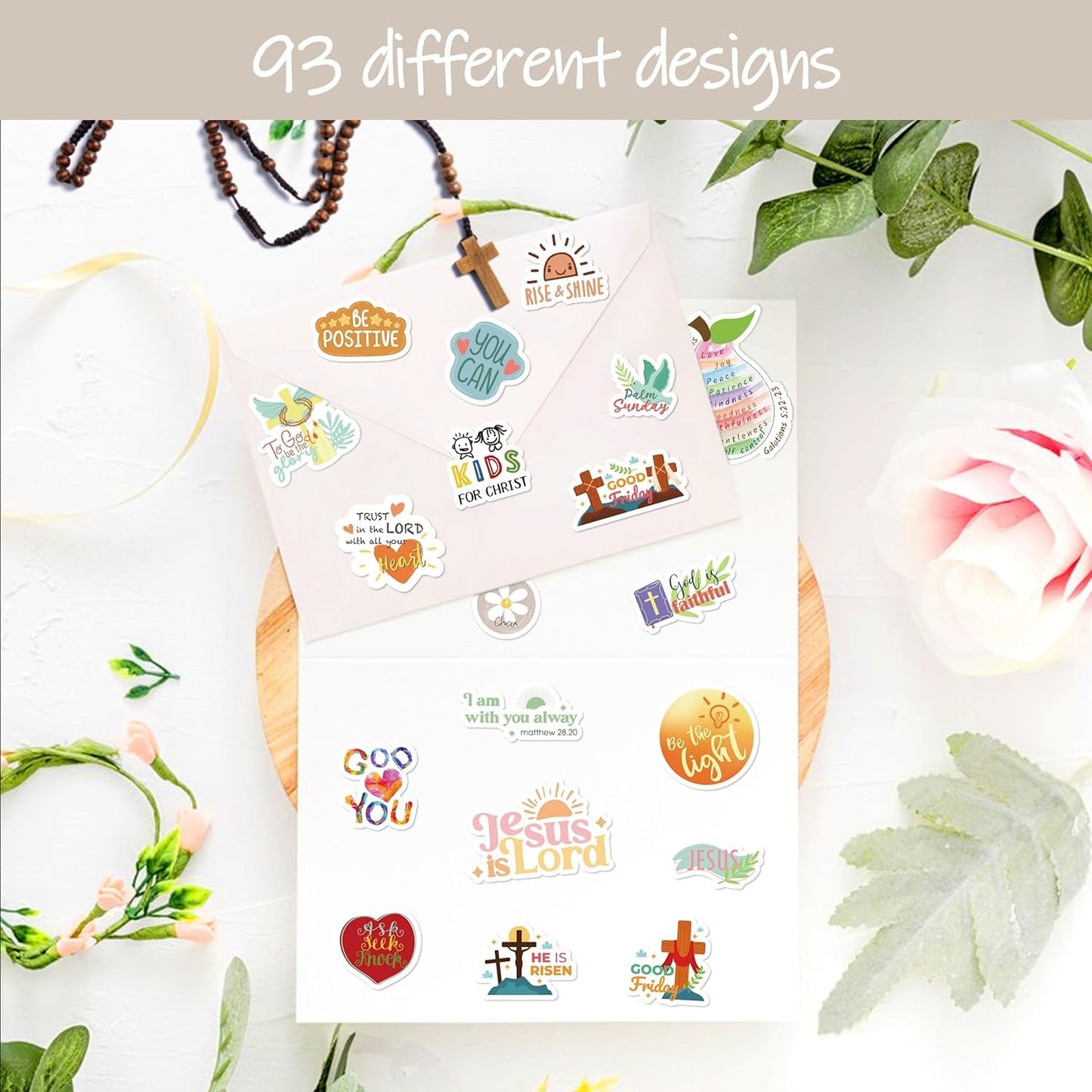 LINAYE 24 Sheets Christian Jesus Stickers – Waterproof Bible Verse Sticker Bulk