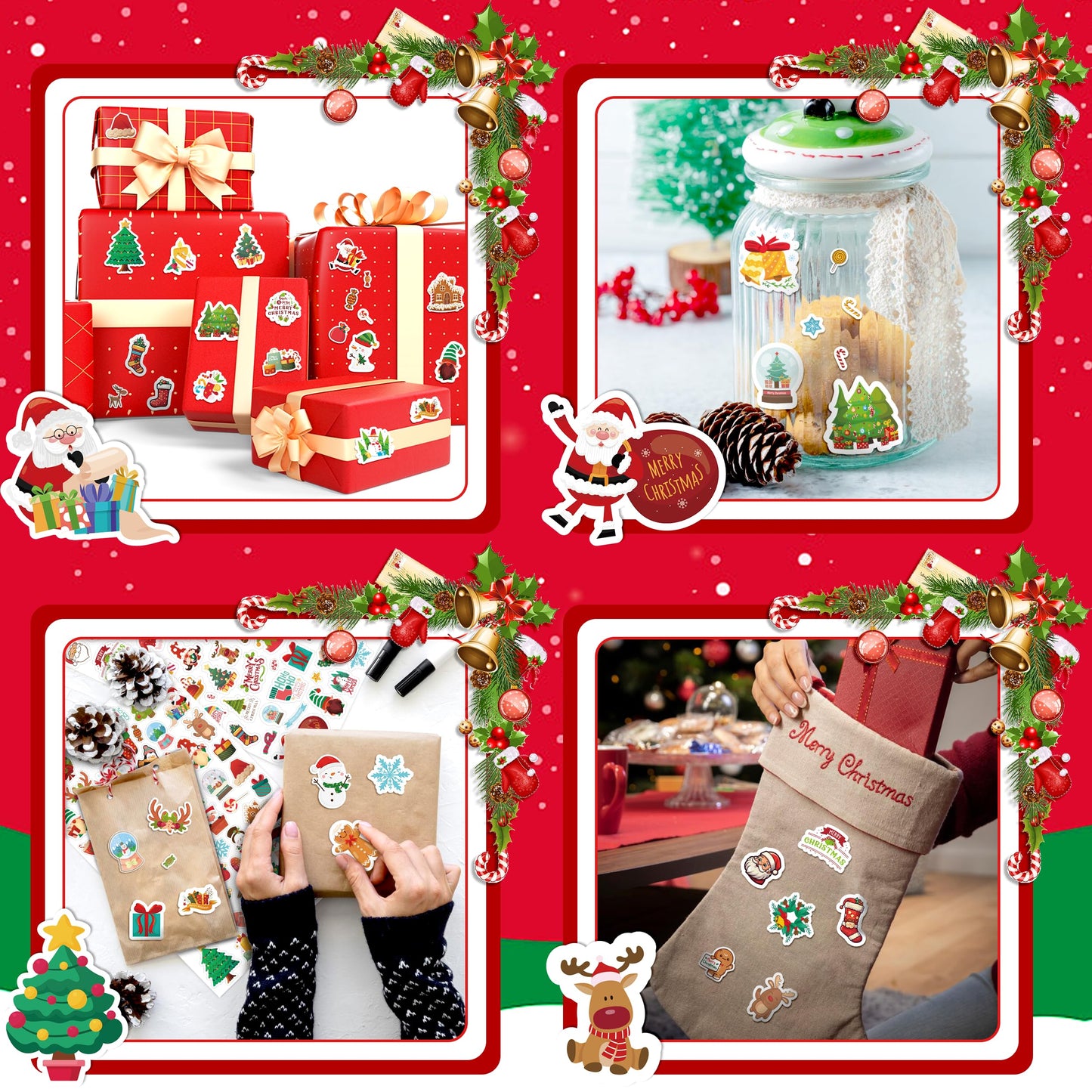 LINAYE 1570+ PCS Christmas Stickers Bulk Set for Kids – 24 Sheets, Waterproof & 130 Designs