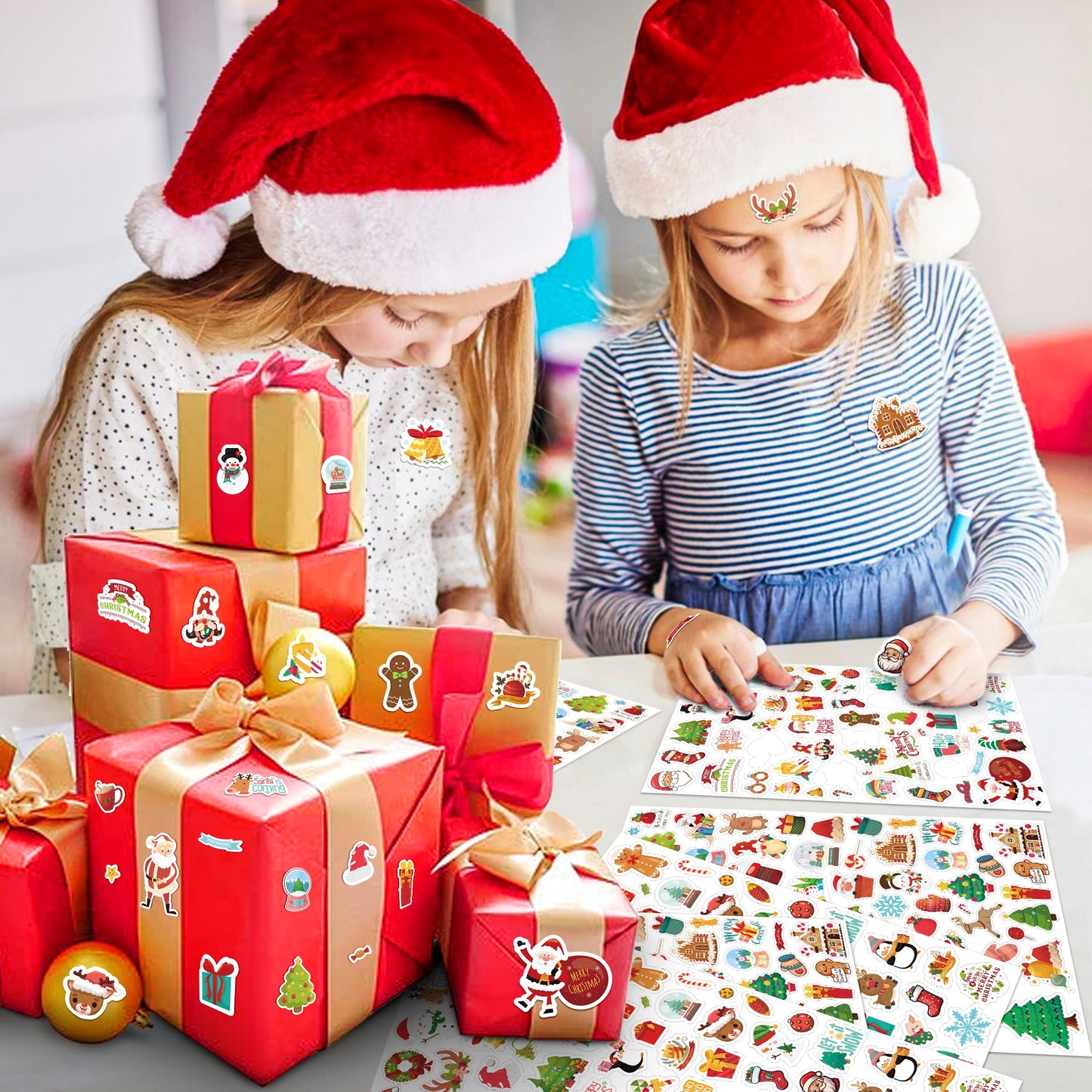LINAYE 1570+ PCS Christmas Stickers Bulk Set for Kids – 24 Sheets, Waterproof & 130 Designs