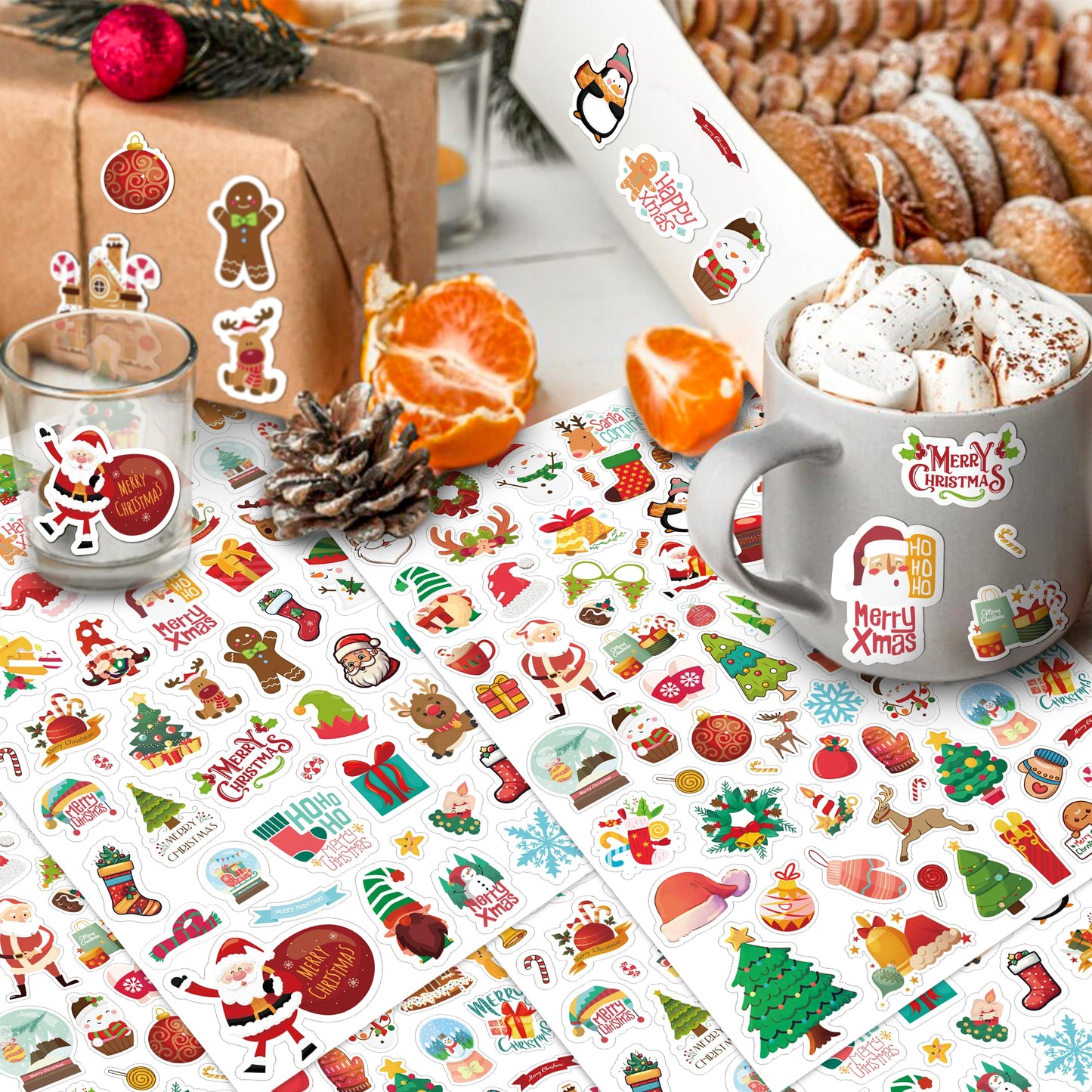 LINAYE 1570+ PCS Christmas Stickers Bulk Set for Kids – 24 Sheets, Waterproof & 130 Designs