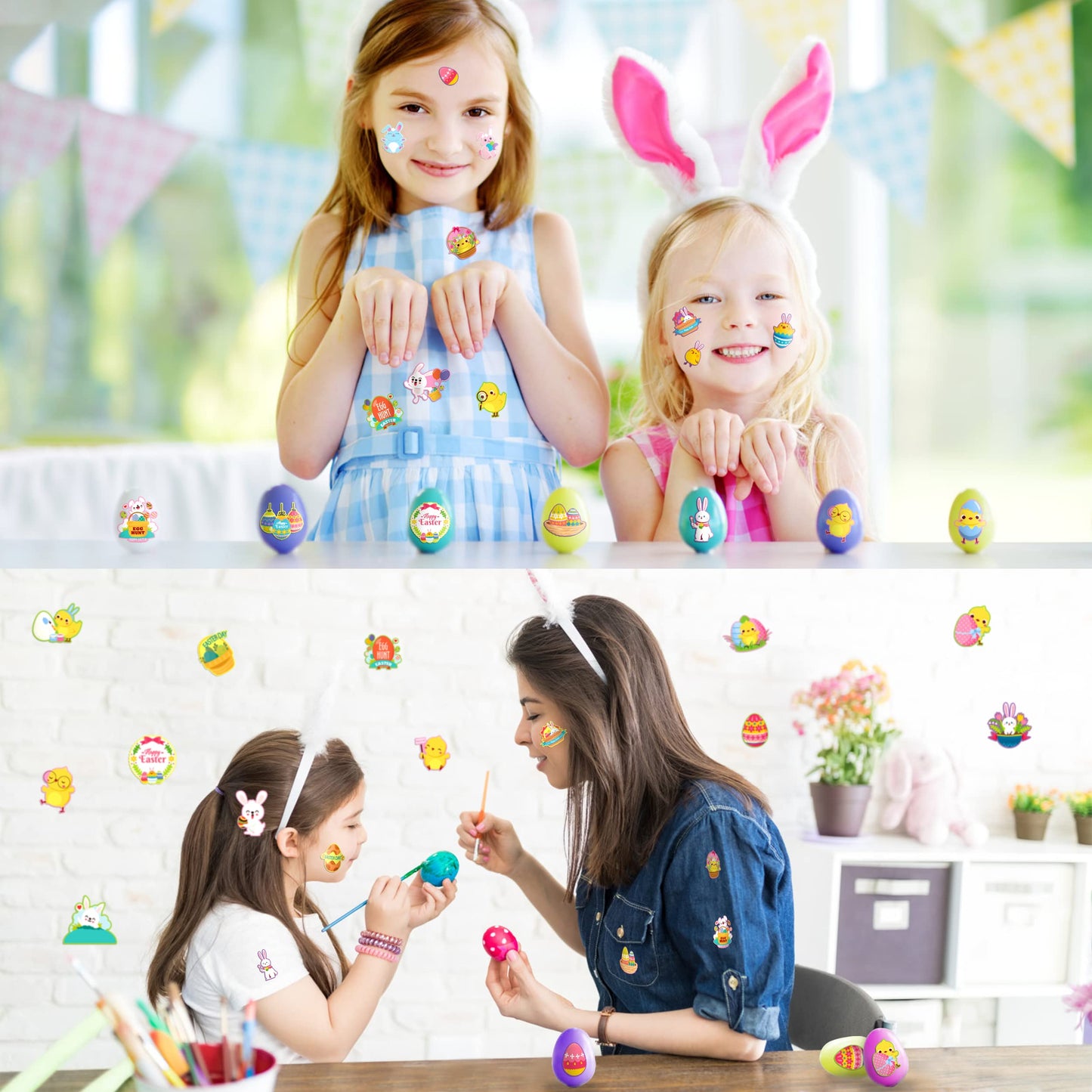 LINAYE 1100Pcs Easter Stickers for Kids – 55 Designs Bulk Pack for Crafts, Cards & Baskets