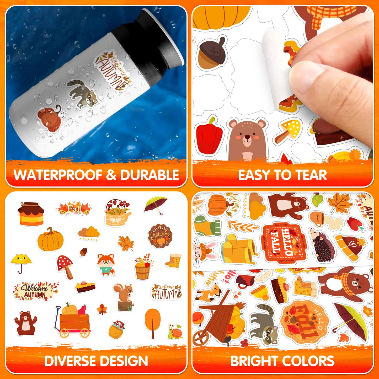 LINAYE Fall Stickers Bulk Pack for Kids – 1000+ Autumn Leaves & Pumpkins