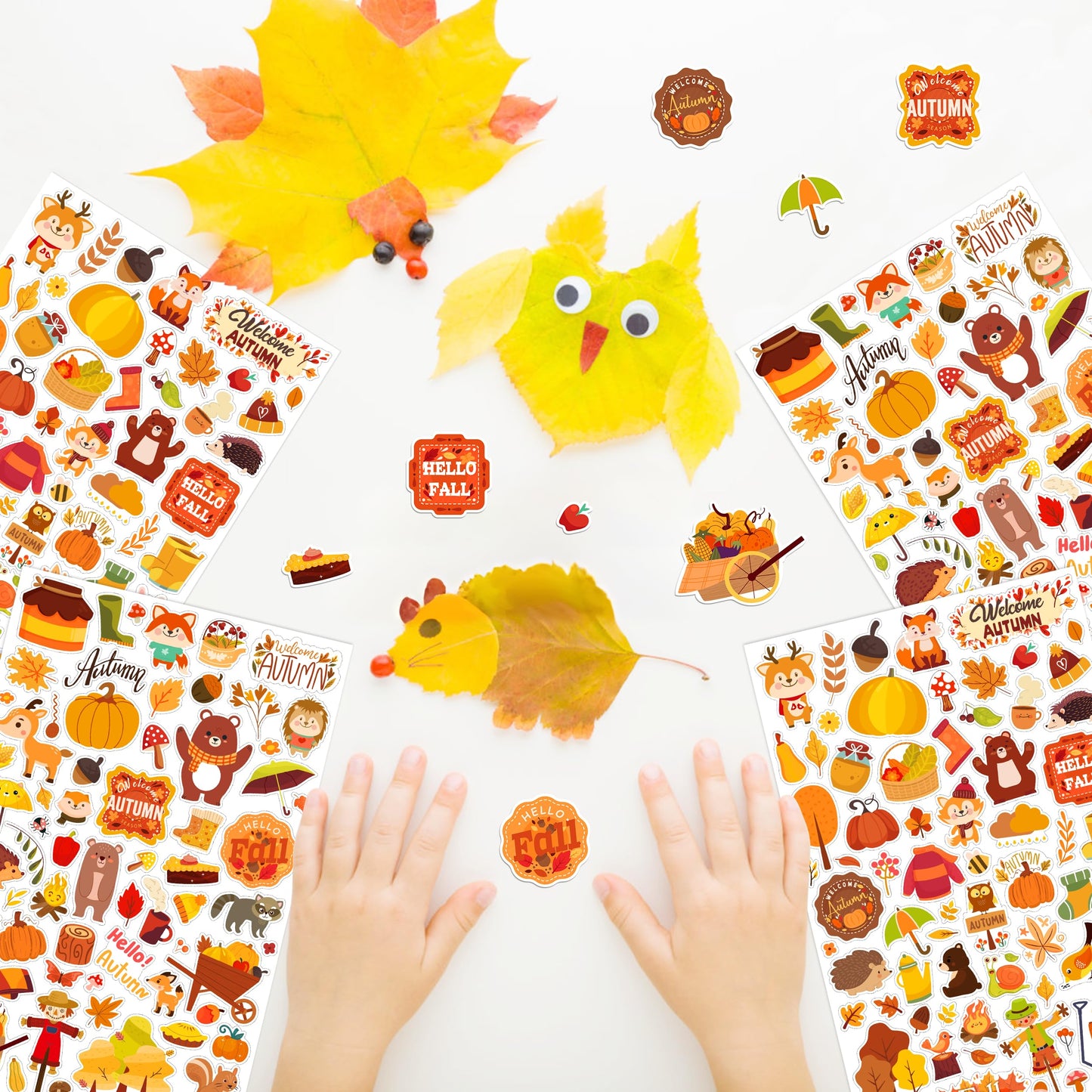 LINAYE Fall Stickers Bulk Pack for Kids – 1000+ Autumn Leaves & Pumpkins