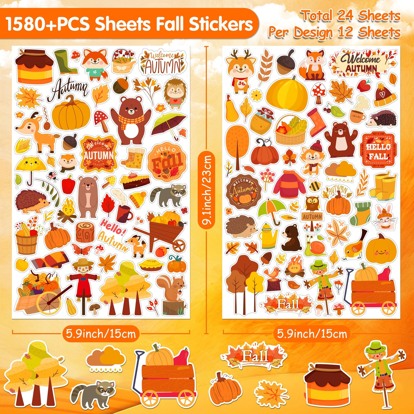LINAYE Fall Stickers Bulk Pack for Kids – 1000+ Autumn Leaves & Pumpkins
