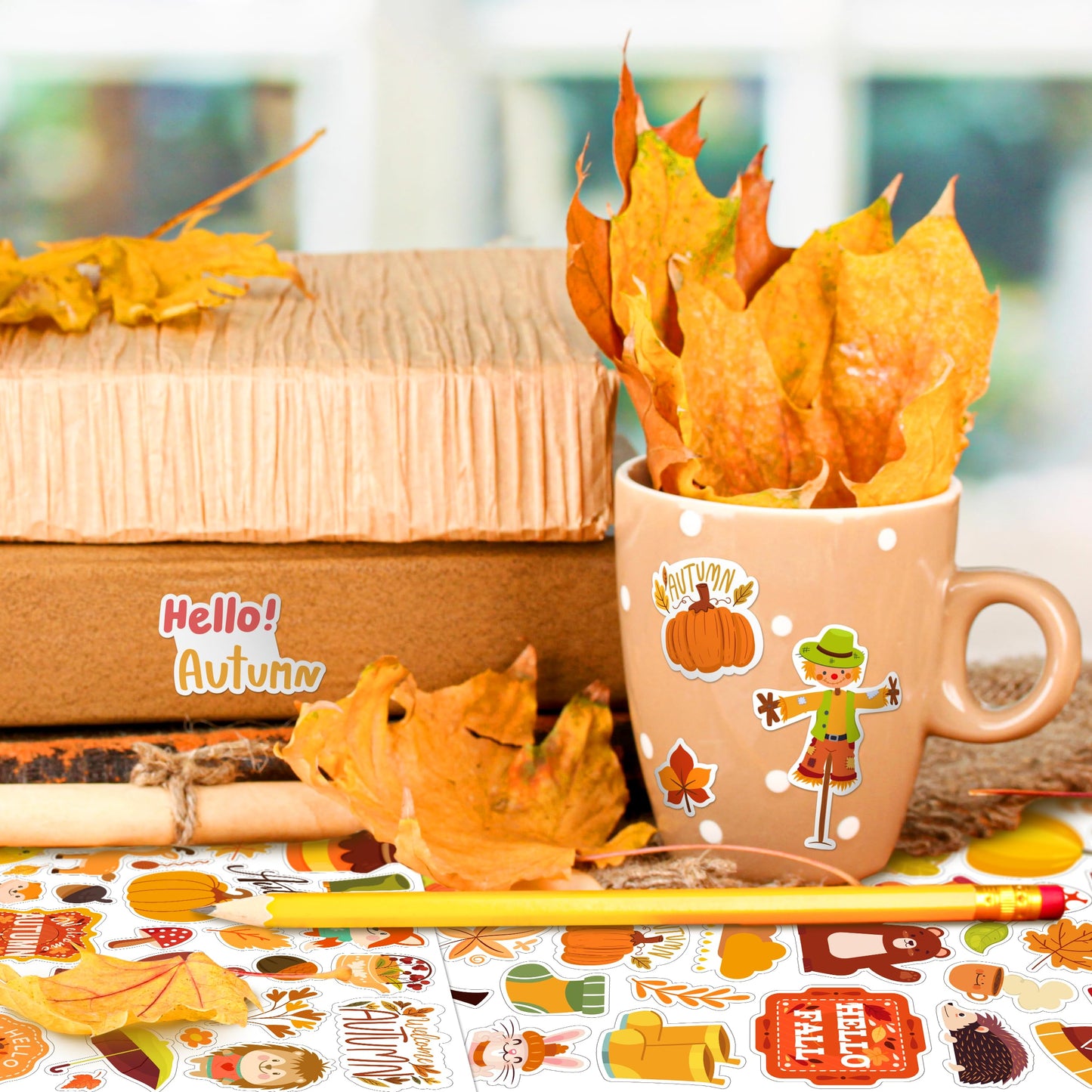 LINAYE Fall Stickers Bulk Pack for Kids – 1000+ Autumn Leaves & Pumpkins