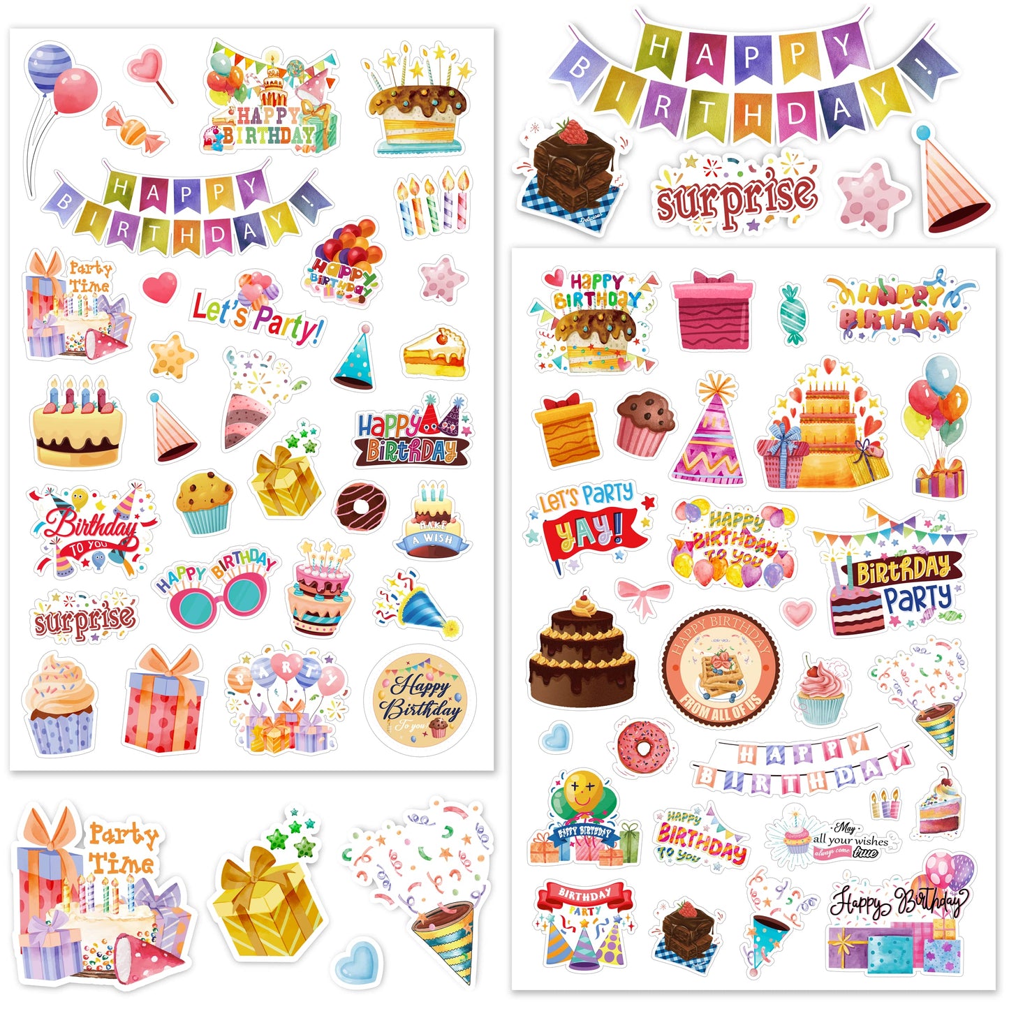 LINAYE 730+ Birthday Sticker Set – 24 Sheets, 62 Designs for Party Decor & Gifts