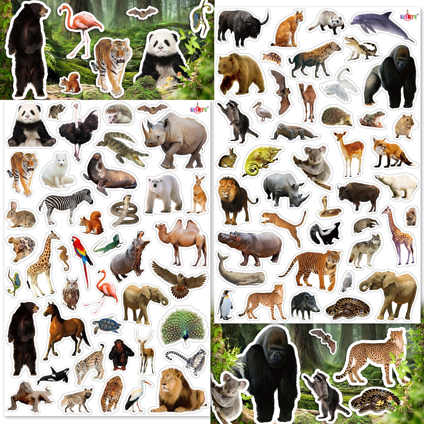 LINAYE Jungle Animal Stickers Pack – 1032+ Pieces, 86 Designs for Scrapbooks, Water Bottles & More