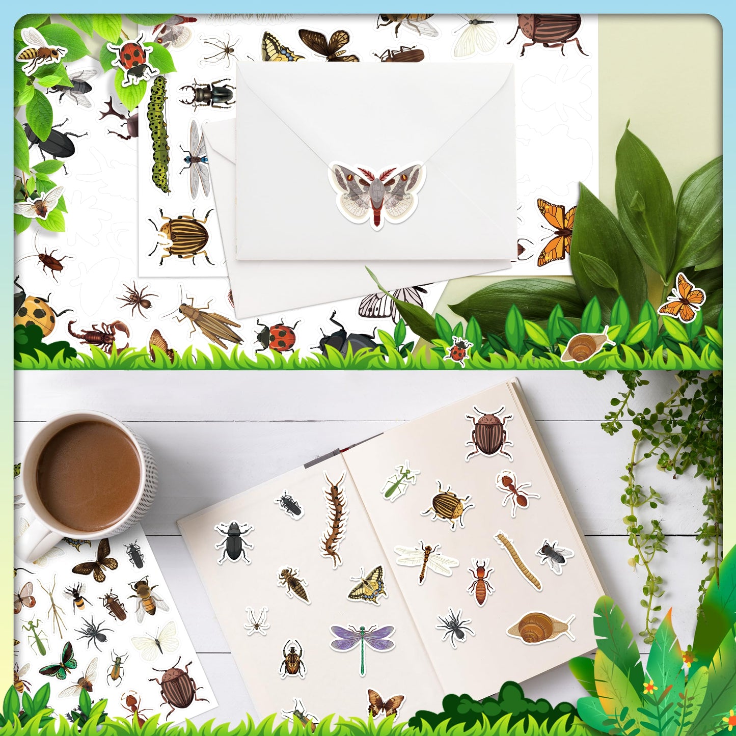 LINAYE Insect Stickers Bulk – 780+ Bug Stickers for Kids, Scrapbooking & More