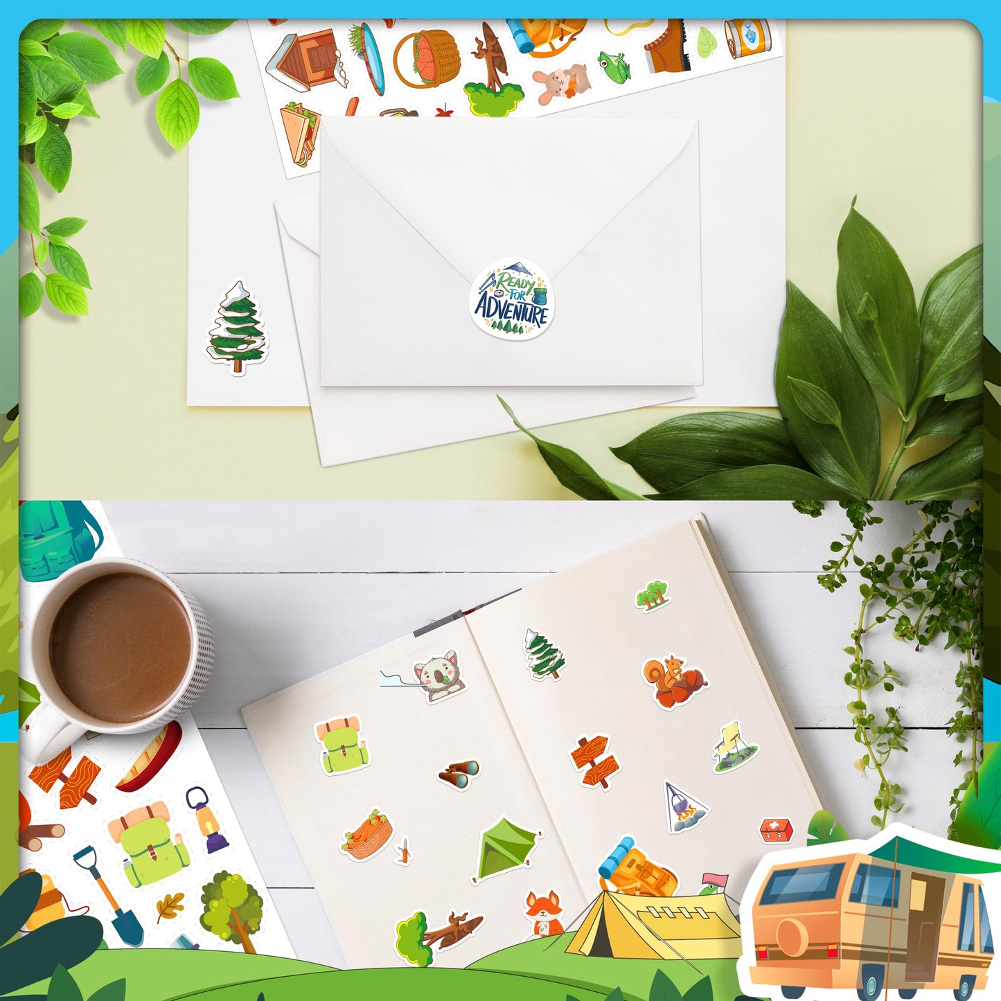 LINAYE 1320+ Camping Stickers for Kids – Waterproof Self-Adhesive Camp Craft Pack