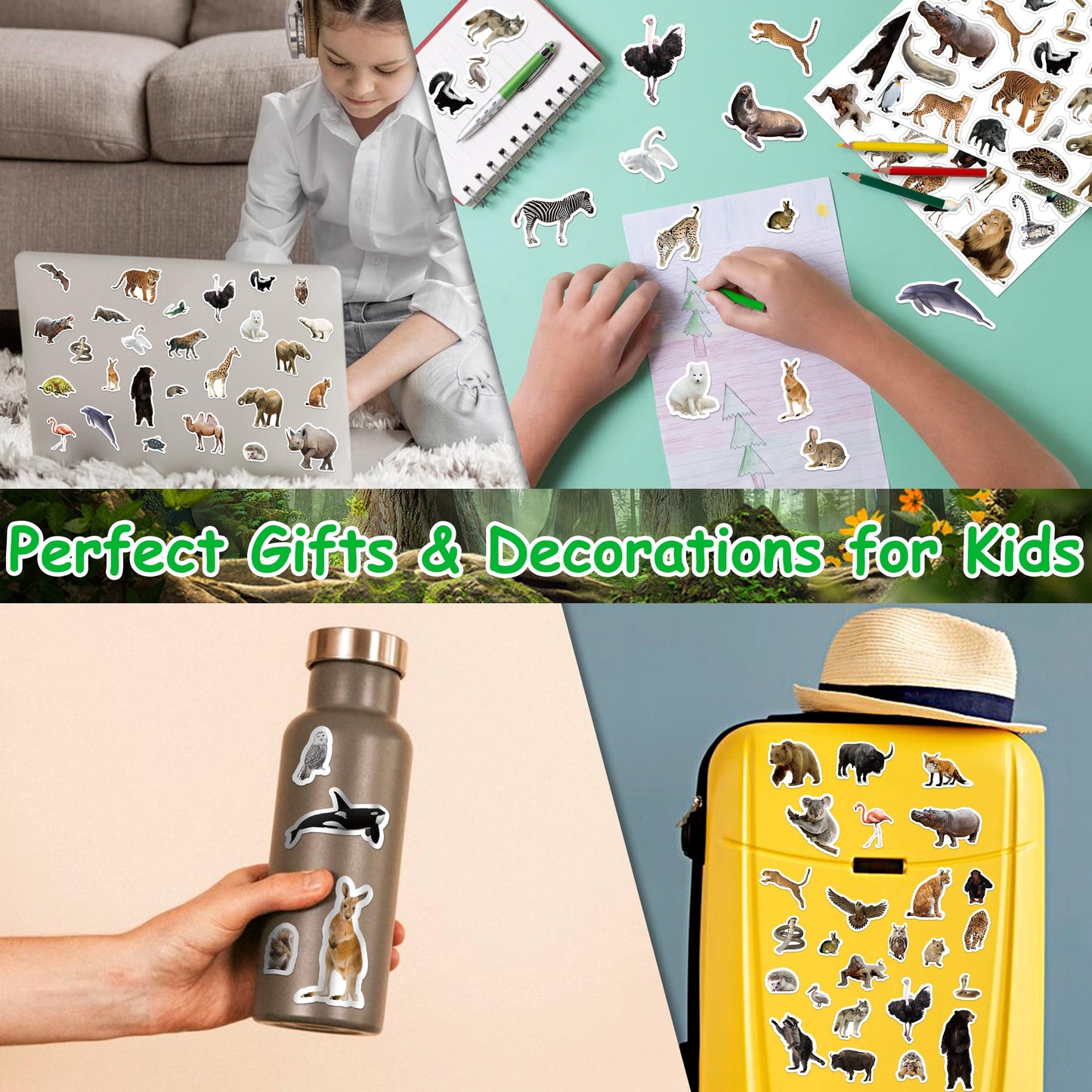 LINAYE Jungle Animal Stickers Pack – 1032+ Pieces, 86 Designs for Scrapbooks, Water Bottles & More