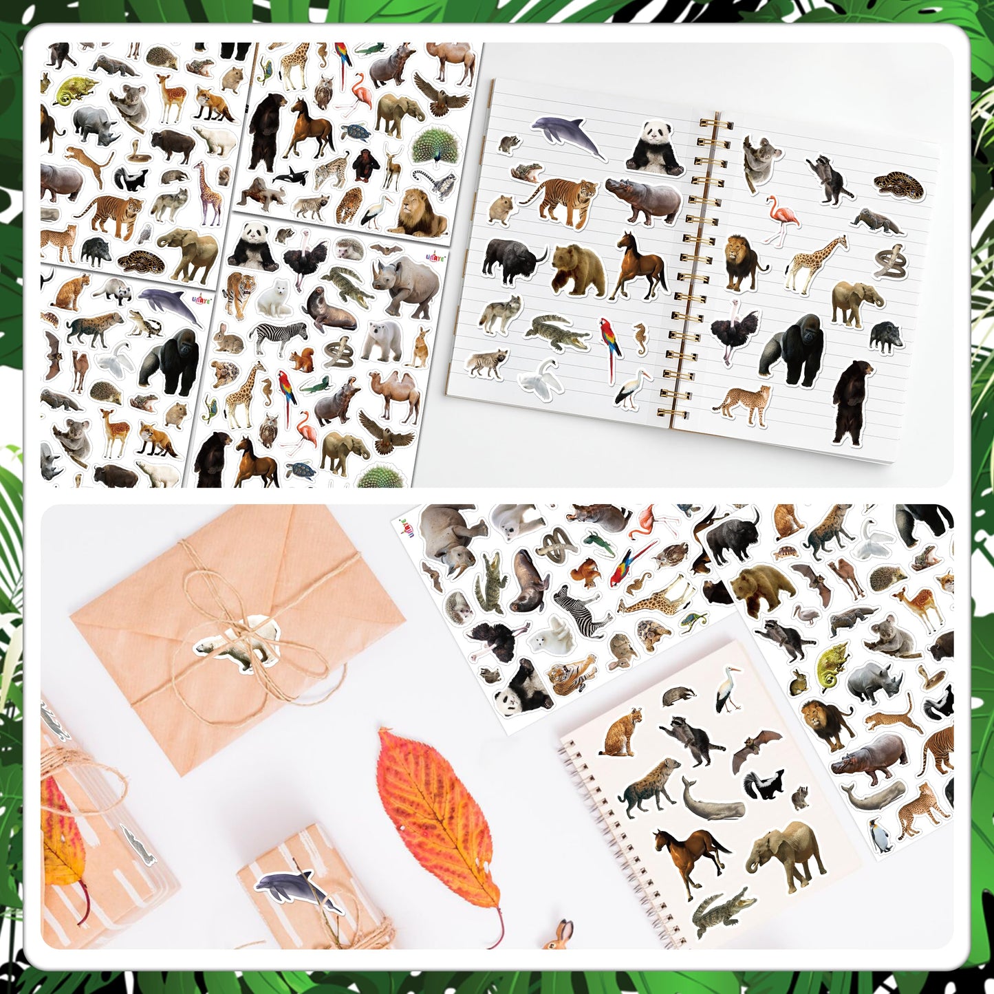 LINAYE Jungle Animal Stickers Pack – 1032+ Pieces, 86 Designs for Scrapbooks, Water Bottles & More