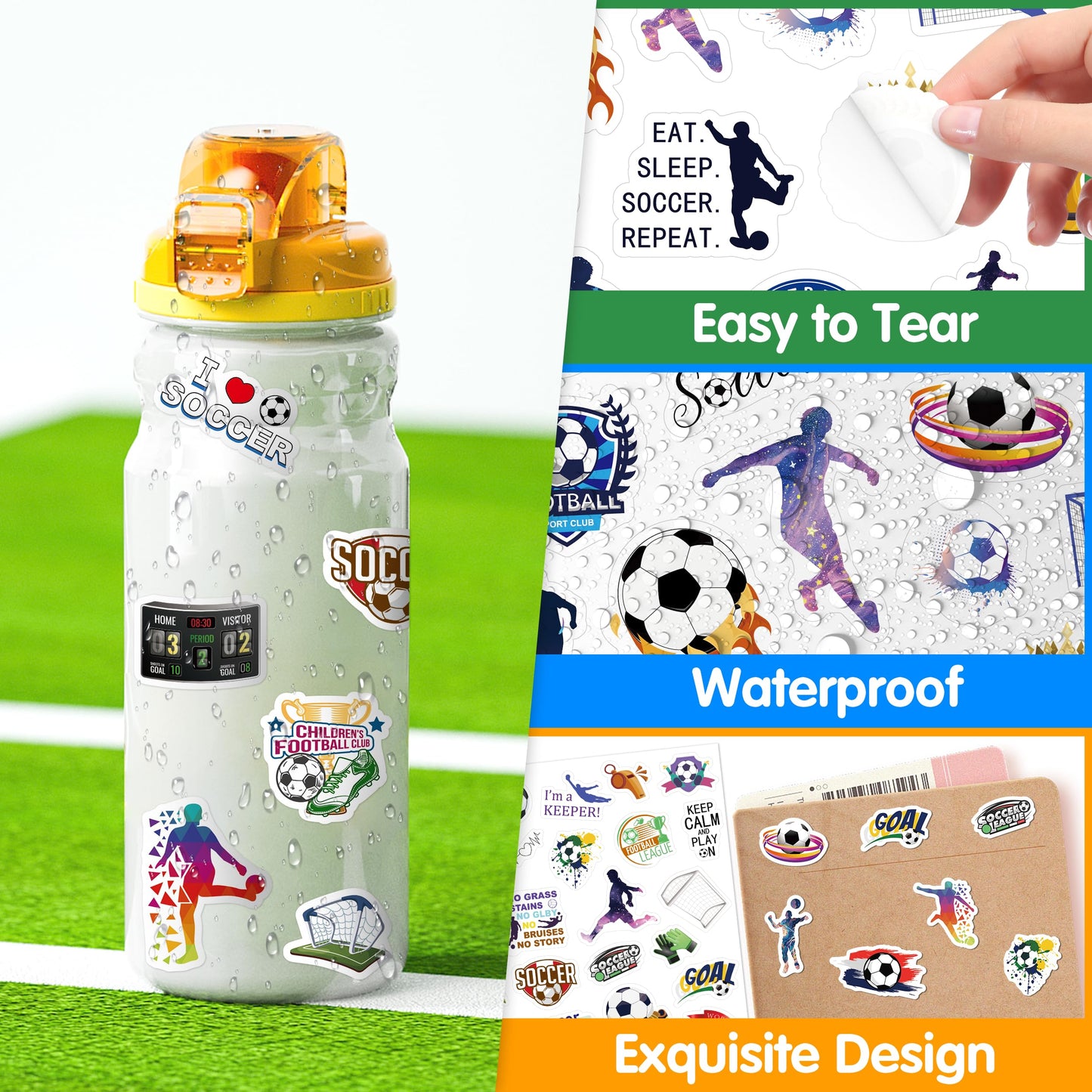 LINAYE 1160+ Pcs Soccer Stickers – Waterproof Self-Adhesive Pack for Kids & Adults
