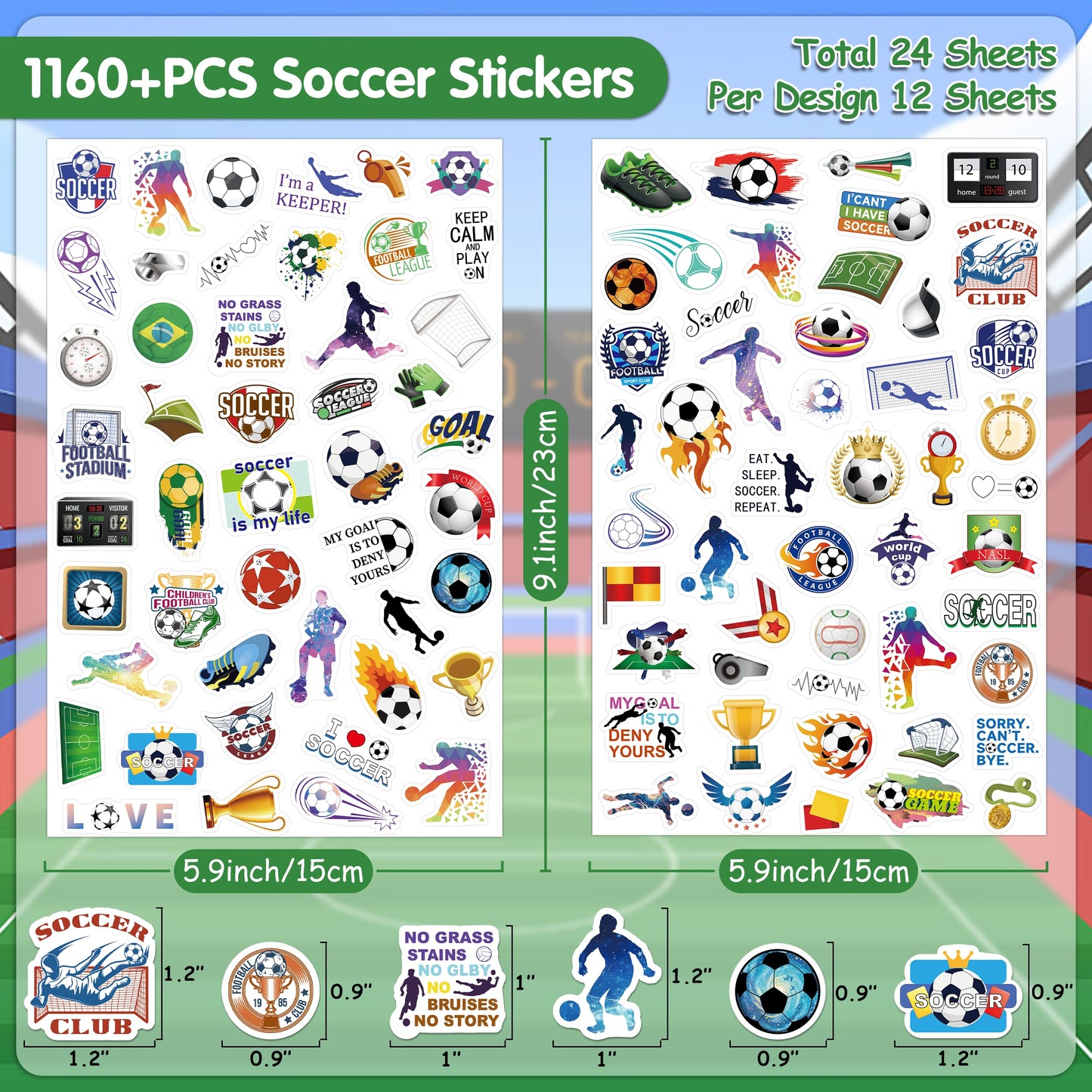 LINAYE 1160+ Pcs Soccer Stickers – Waterproof Self-Adhesive Pack for Kids & Adults