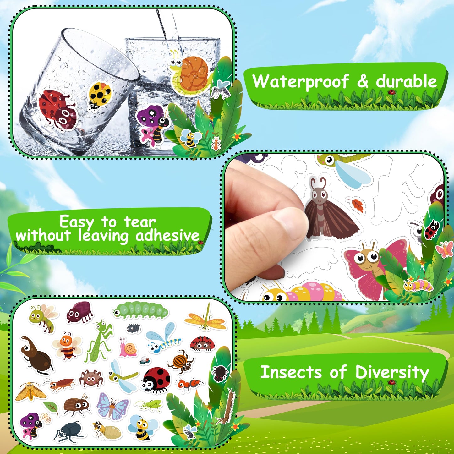 LINAYE 960+ Cute Insect Stickers for Kids – Scrapbooking, Water Bottles & More