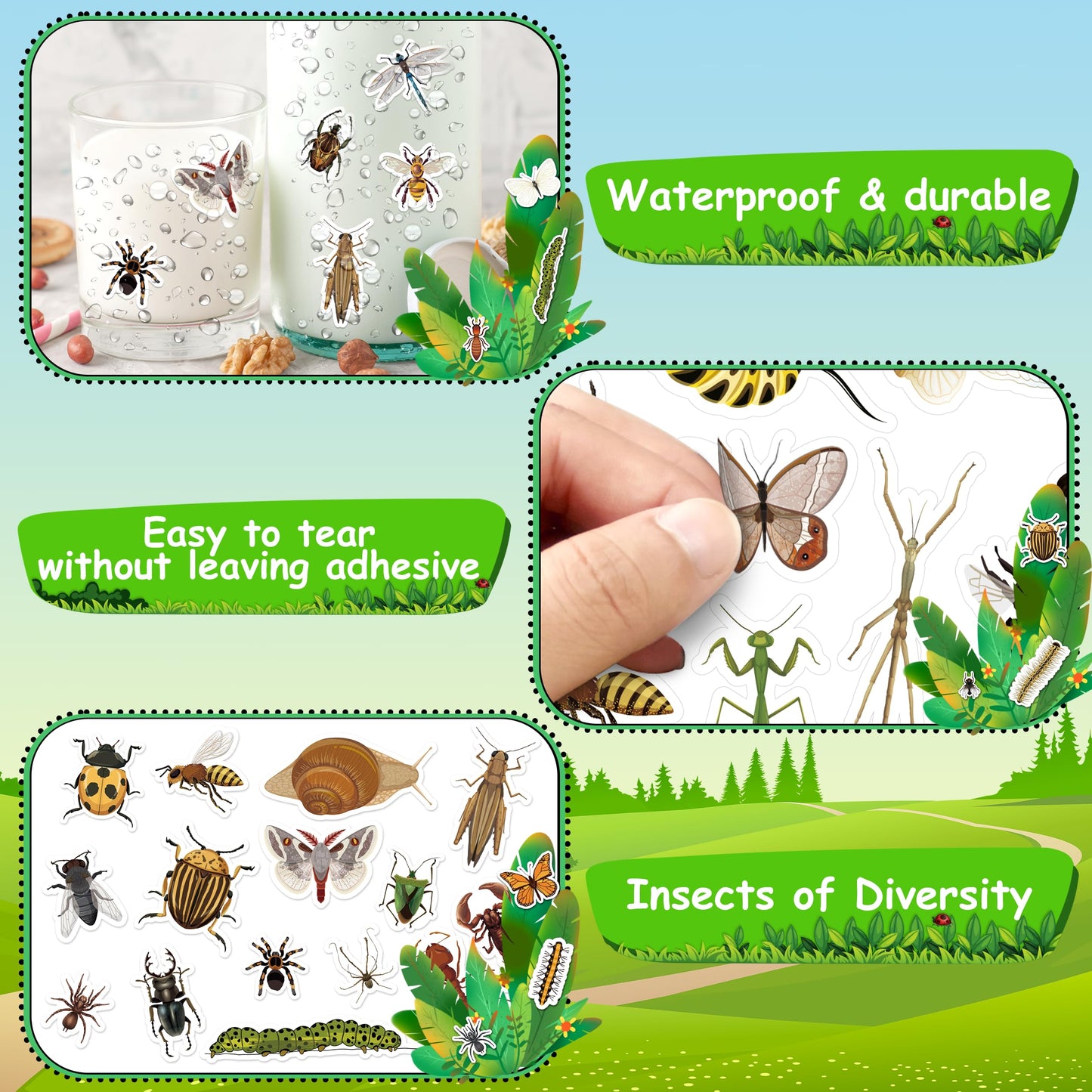 LINAYE Insect Stickers Bulk – 780+ Bug Stickers for Kids, Scrapbooking & More