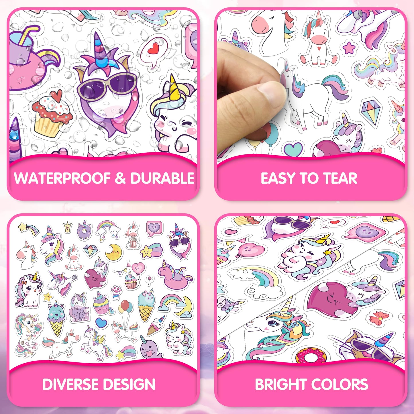 LINAYE Unicorn Stickers Bulk Pack – 1100+ Designs for Kids, Scrapbooking & Gifts