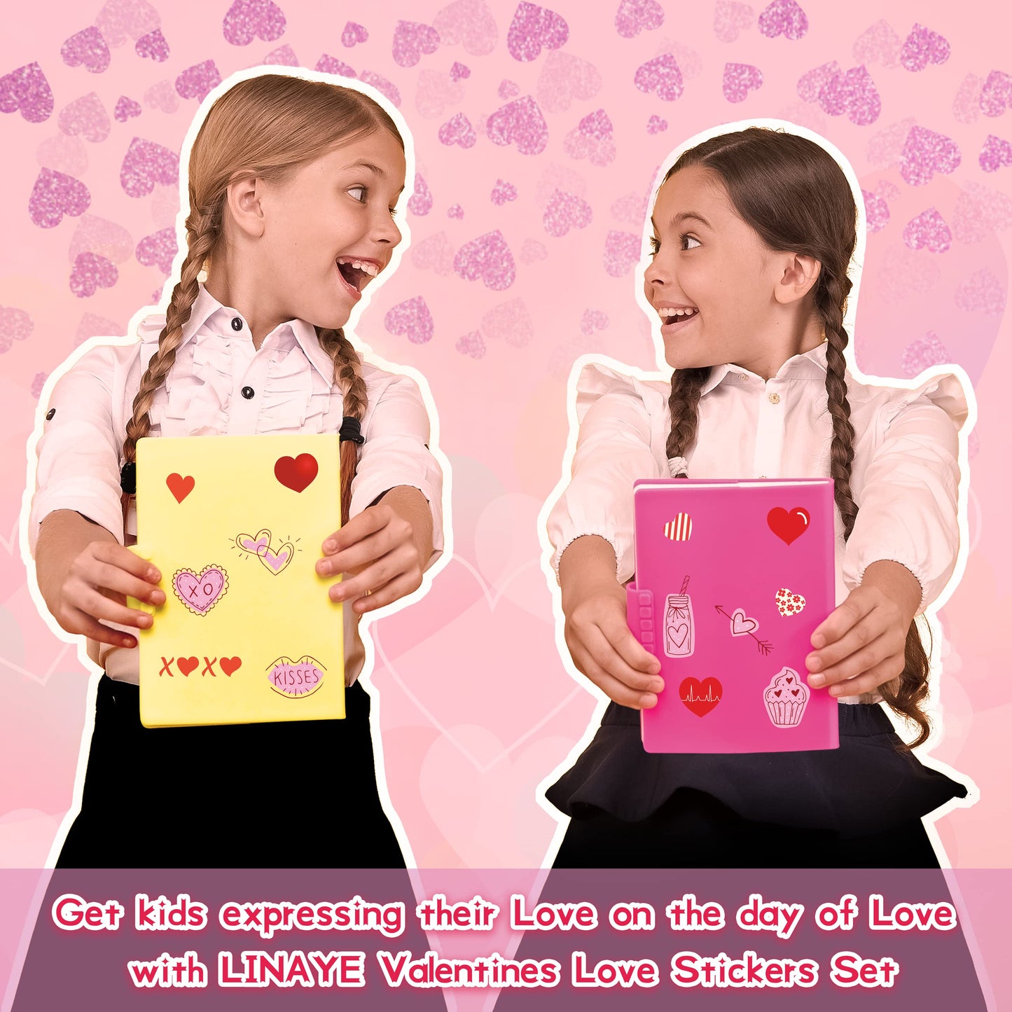 LINAYE Valentines Stickers for Kids – 400+ Cute Love Stickers for Cards & Crafts