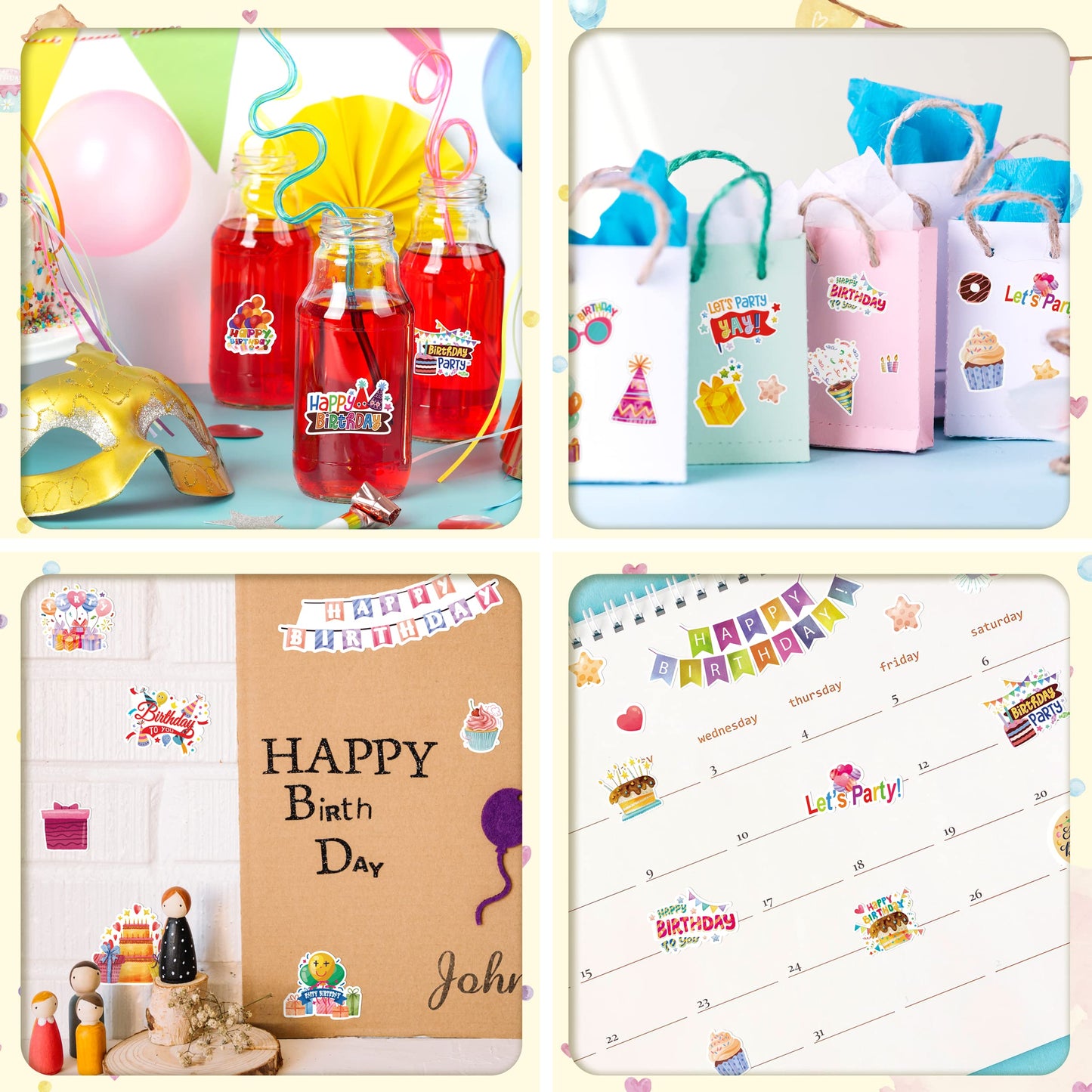 LINAYE 730+ Birthday Sticker Set – 24 Sheets, 62 Designs for Party Decor & Gifts