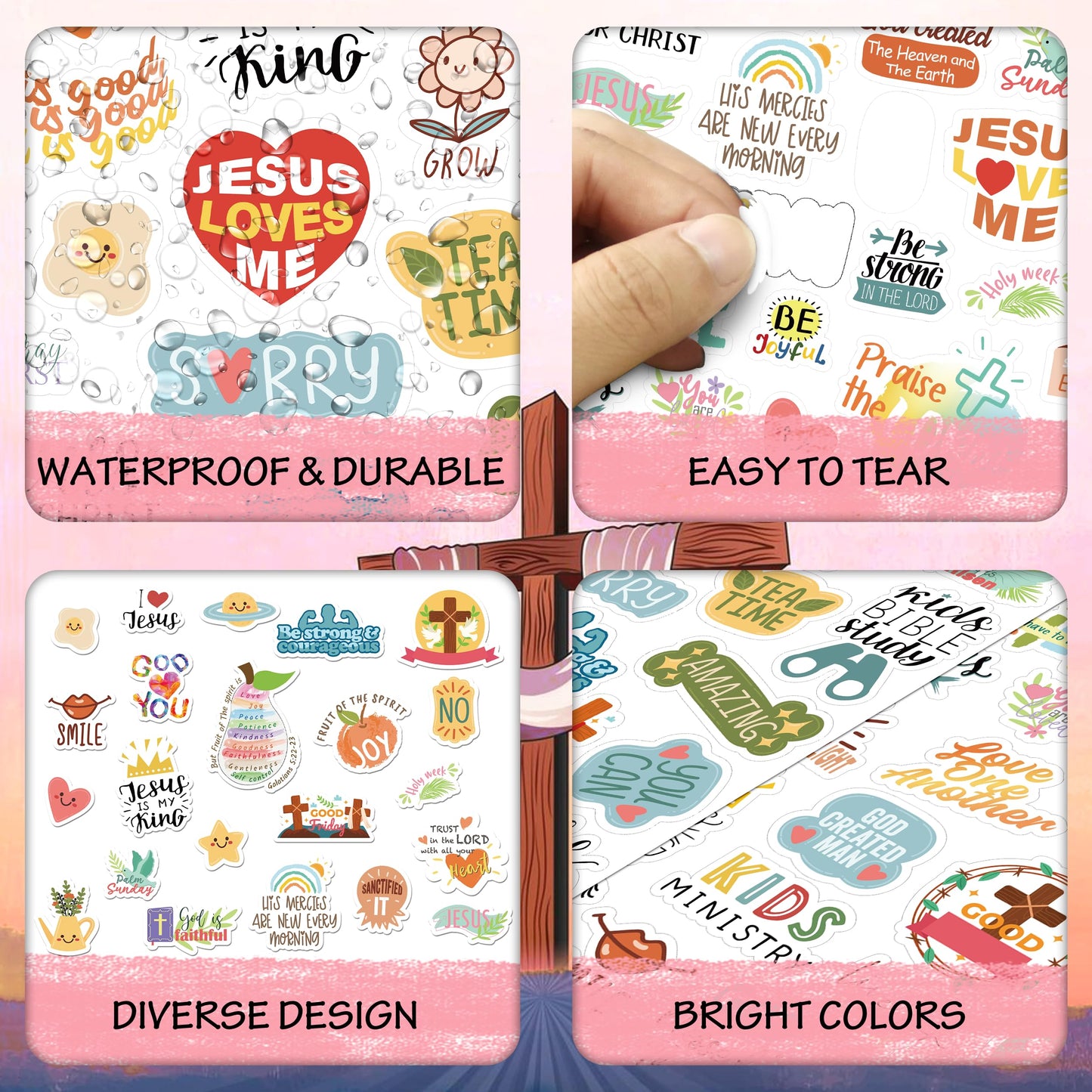 LINAYE 24 Sheets Christian Jesus Stickers – Waterproof Bible Verse Sticker Bulk