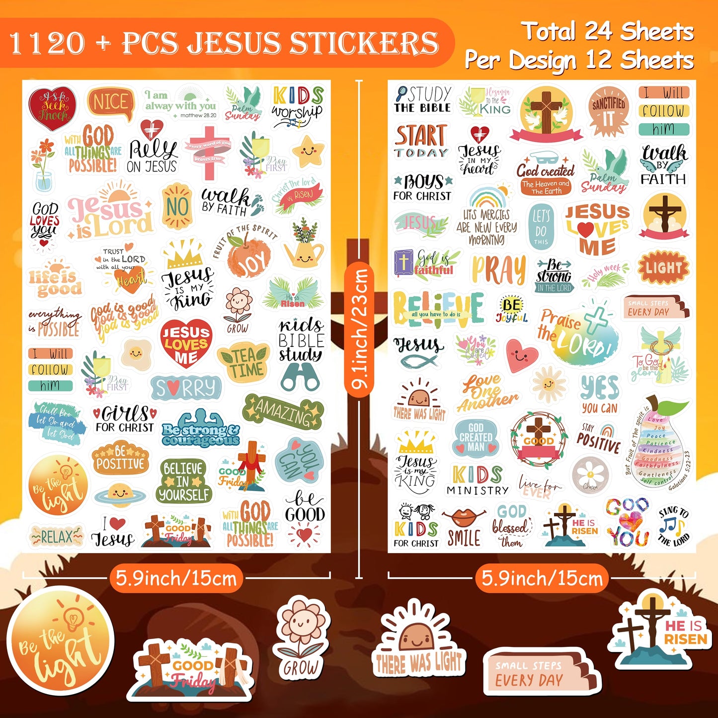 LINAYE 24 Sheets Christian Jesus Stickers – Waterproof Bible Verse Sticker Bulk