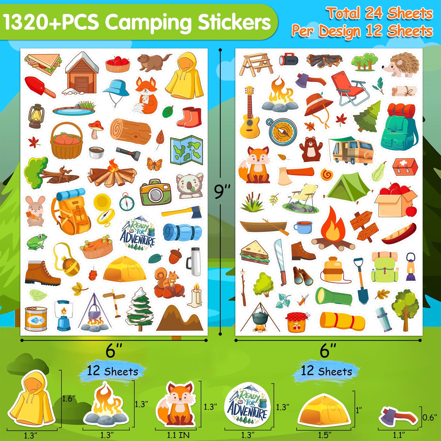 LINAYE 1320+ Camping Stickers for Kids – Waterproof Self-Adhesive Camp Craft Pack