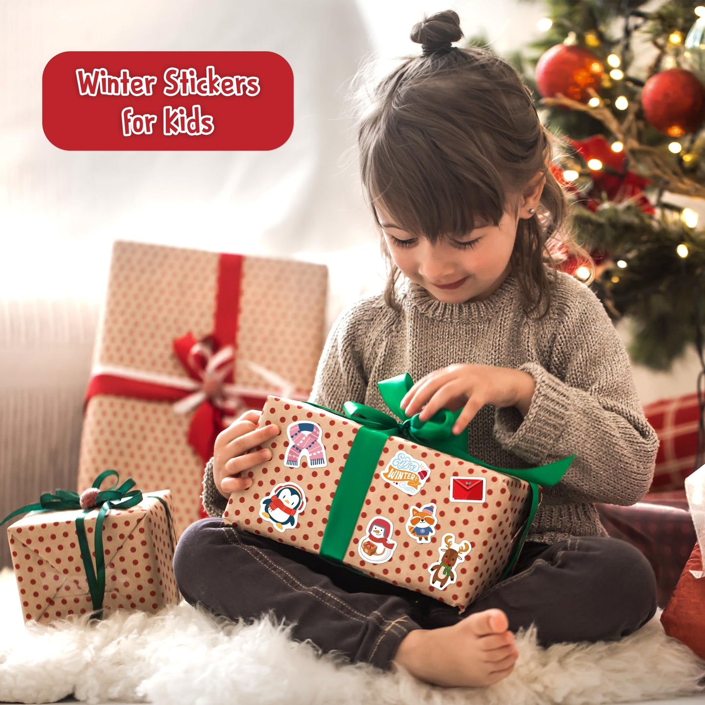 LINAYE 24 Sheets Winter Stickers for Kids – 1440 PCS Adorable Snowman Sticker Pack for Party Favors