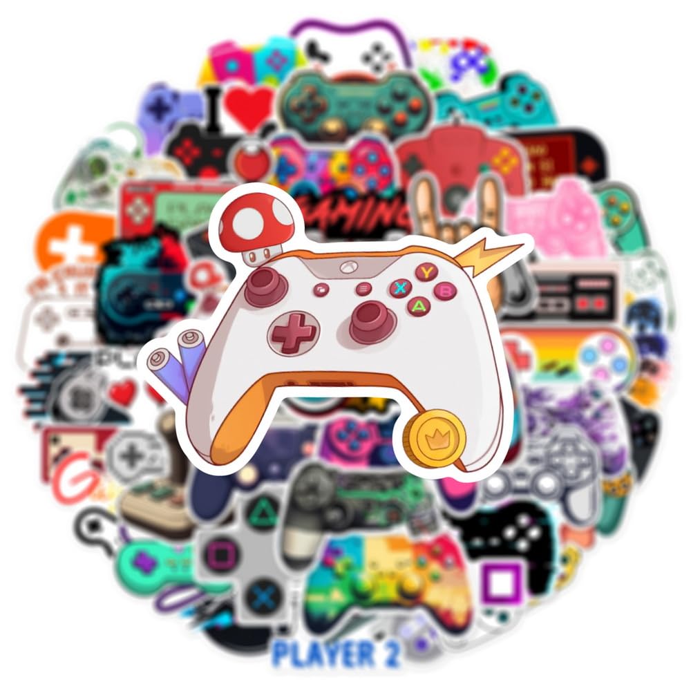 LINBABAFA 50 PCS Video Game Stickers – Waterproof Vinyl Decals for Water Bottles, Laptops & More
