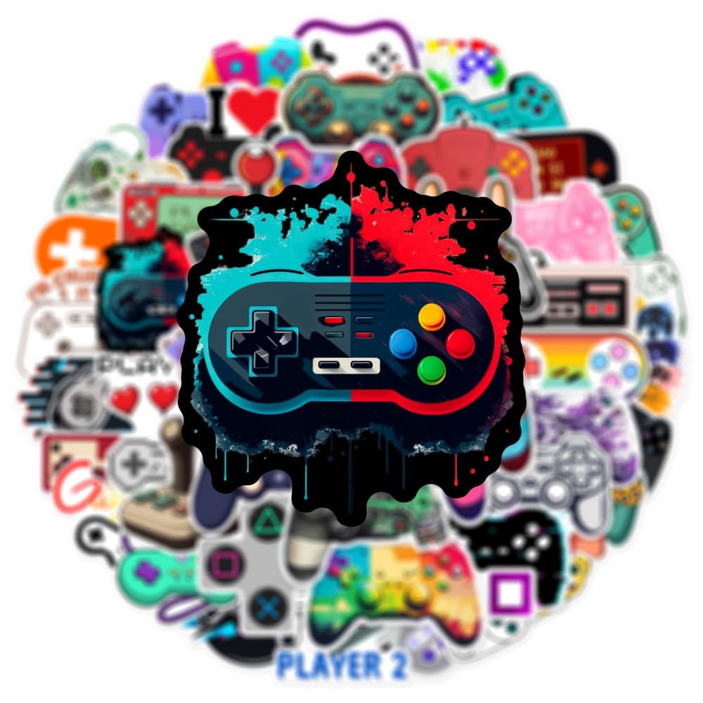LINBABAFA 50 PCS Video Game Stickers – Waterproof Vinyl Decals for Water Bottles, Laptops & More