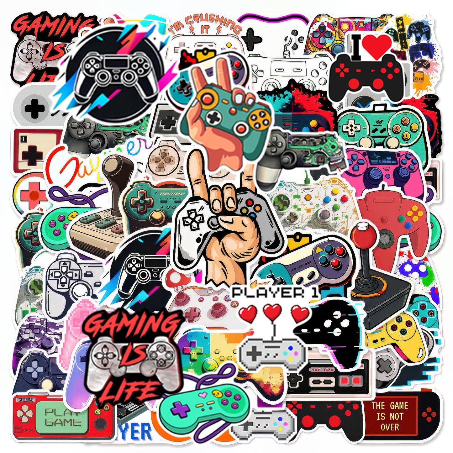 LINBABAFA 50 PCS Video Game Stickers – Waterproof Vinyl Decals for Water Bottles, Laptops & More