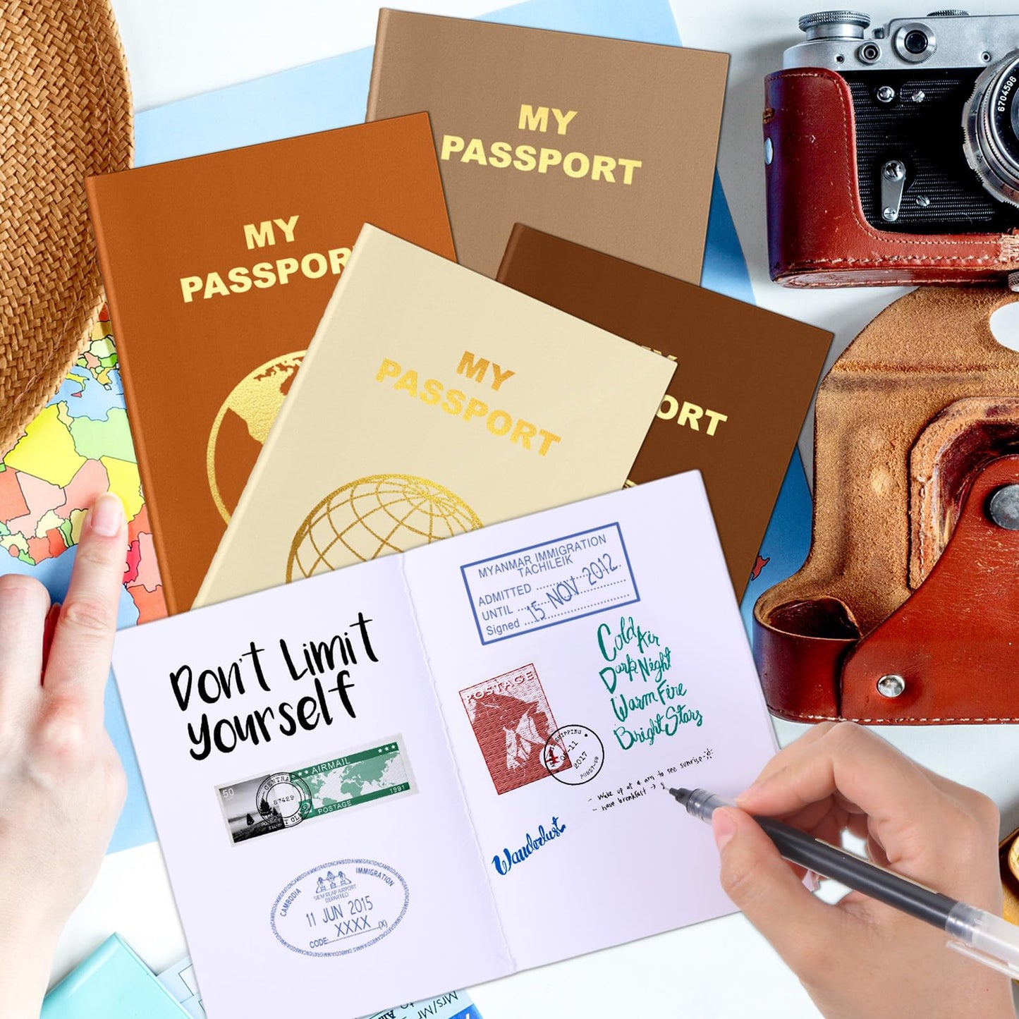 Lincia 48-Pack Blank Passport Notebooks | Travel Journal & Party Favors