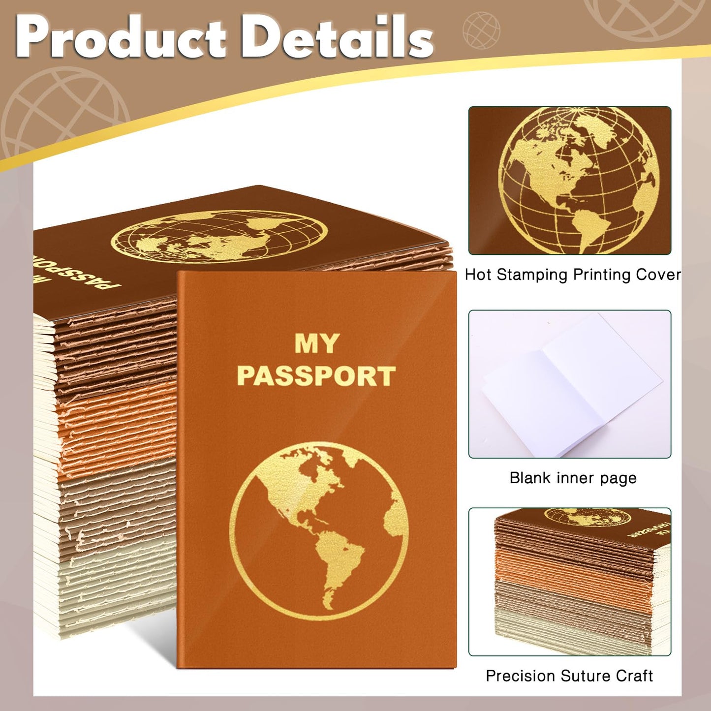 Lincia 48-Pack Blank Passport Notebooks | Travel Journal & Party Favors