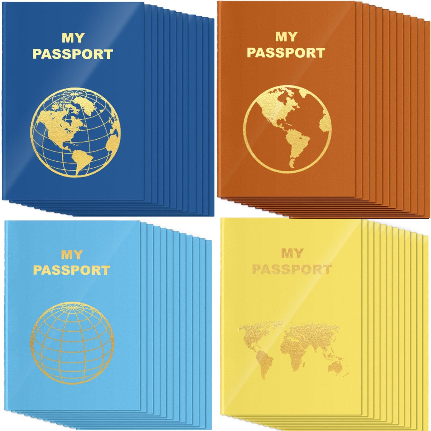 Lincia 48 Blank Passport Notebooks — Travel Journal & Bulk Party Favors (Lively Color)