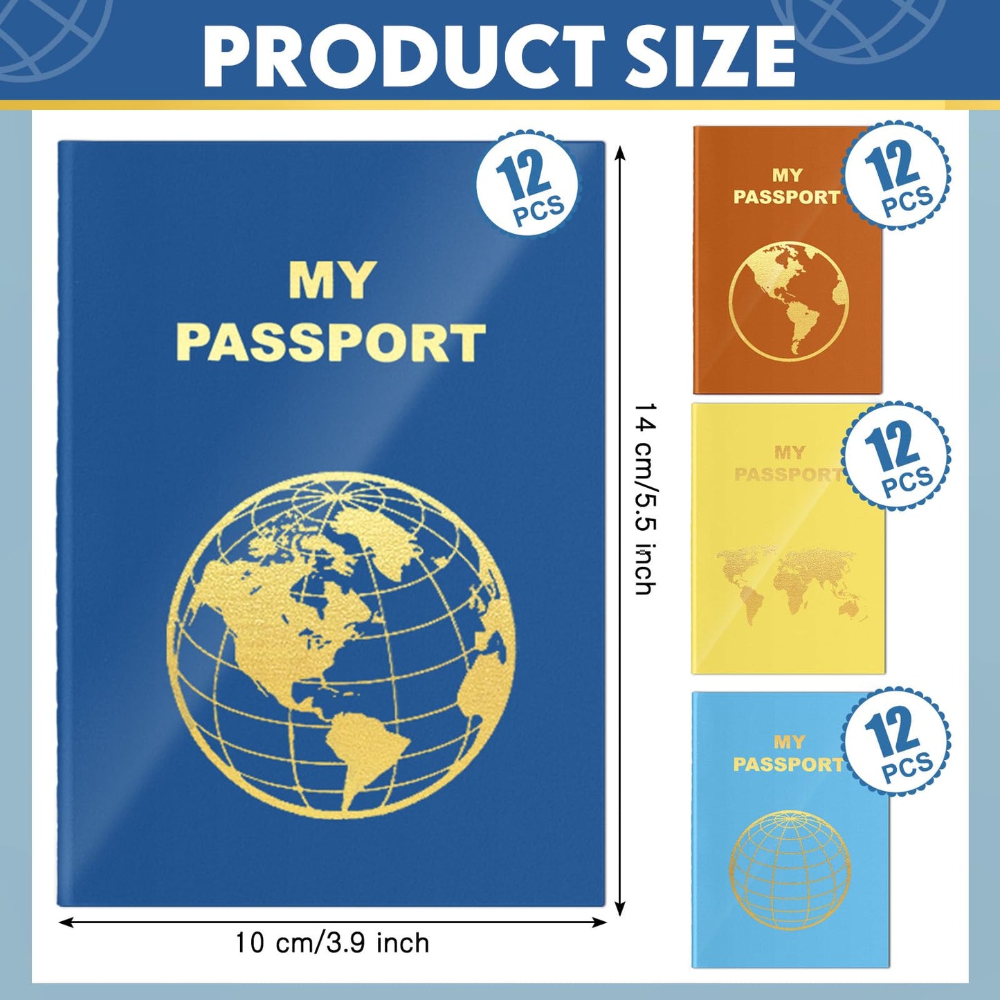 Lincia 48 Blank Passport Notebooks — Travel Journal & Bulk Party Favors (Lively Color)
