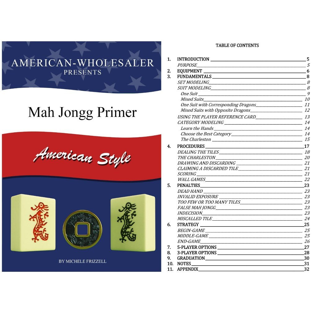 Linda Li American Mahjong Set 166 Premium White Tiles | 4-in-1 Rack/Pushers & Blue Paisley Bag