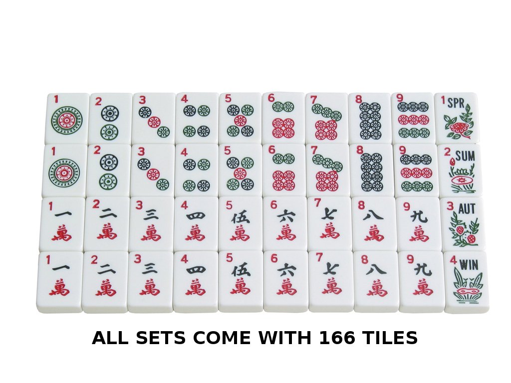Linda Li American Mahjong Set 166 Premium White Tiles | 4-in-1 Rack/Pushers & Blue Paisley Bag