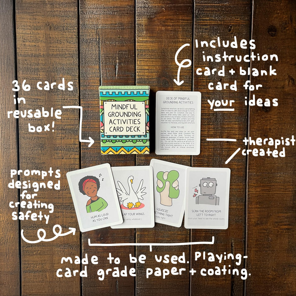 Mindful Grounding Card Deck – Trauma-Sensitive Mindfulness for Therapists & Educators | Lindsay Braman Studios